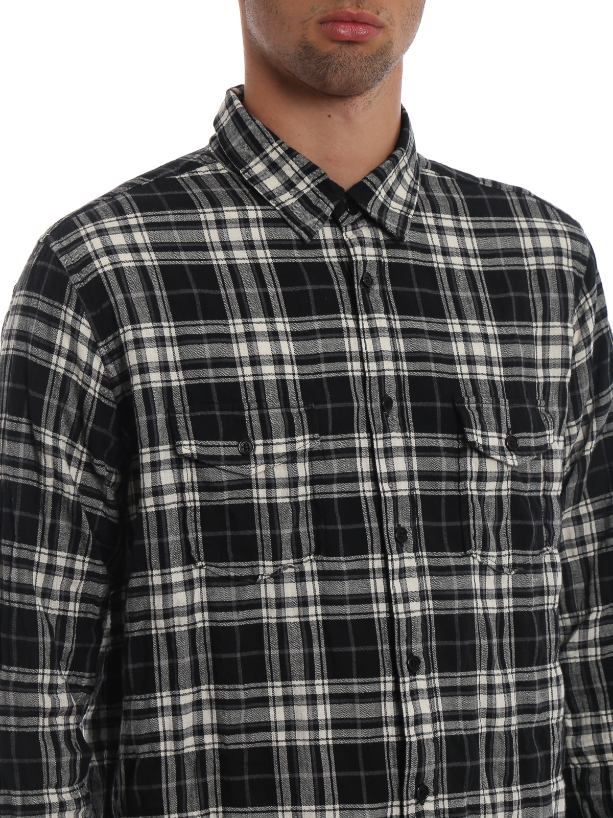 Shirts Saint Laurent - Crumpled effect check cotton shirt - 529373Y765T1041