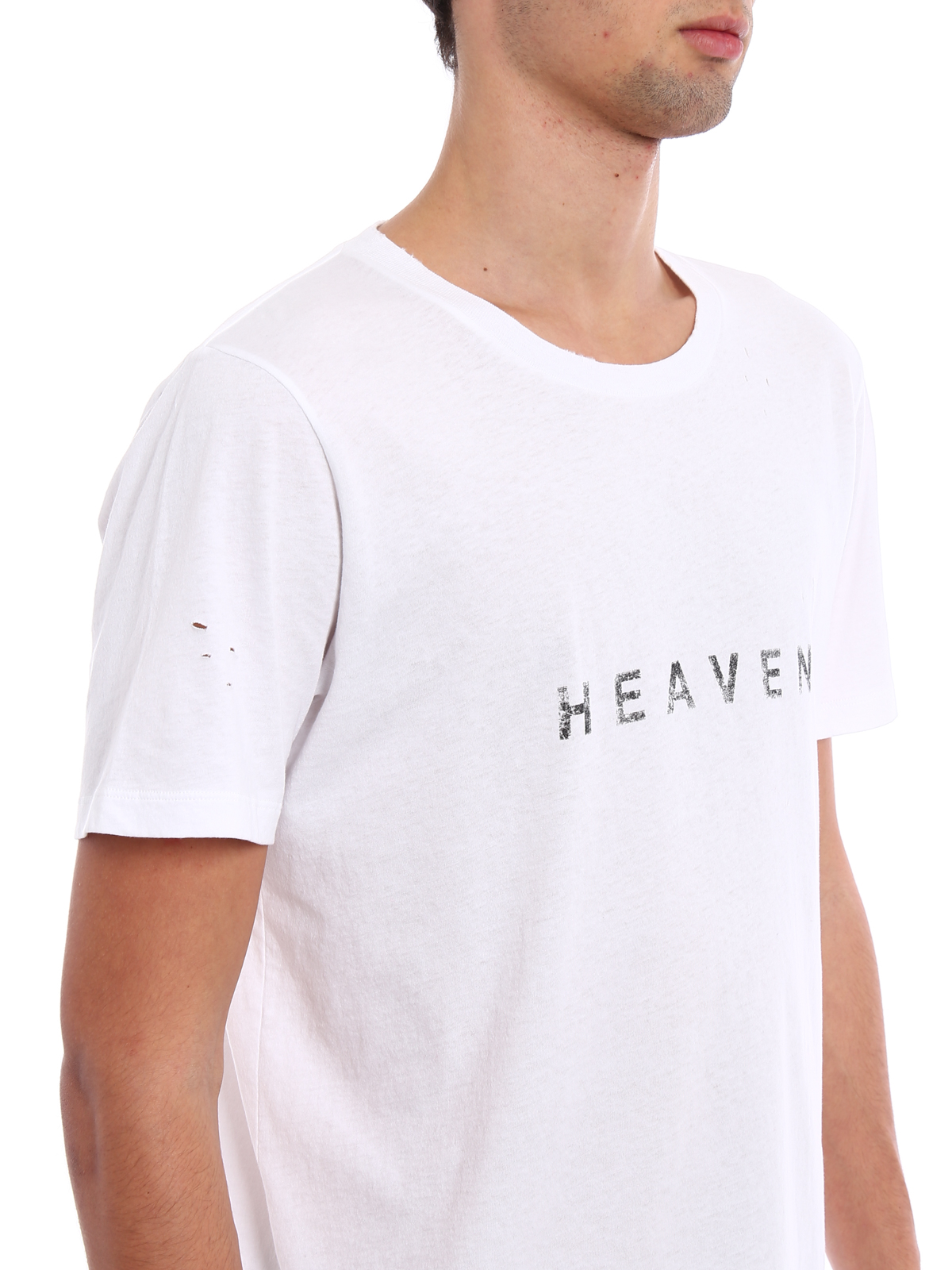 Saint Laurent Faded Heaven Print Cotton Tee T Shirts yb2mz9744