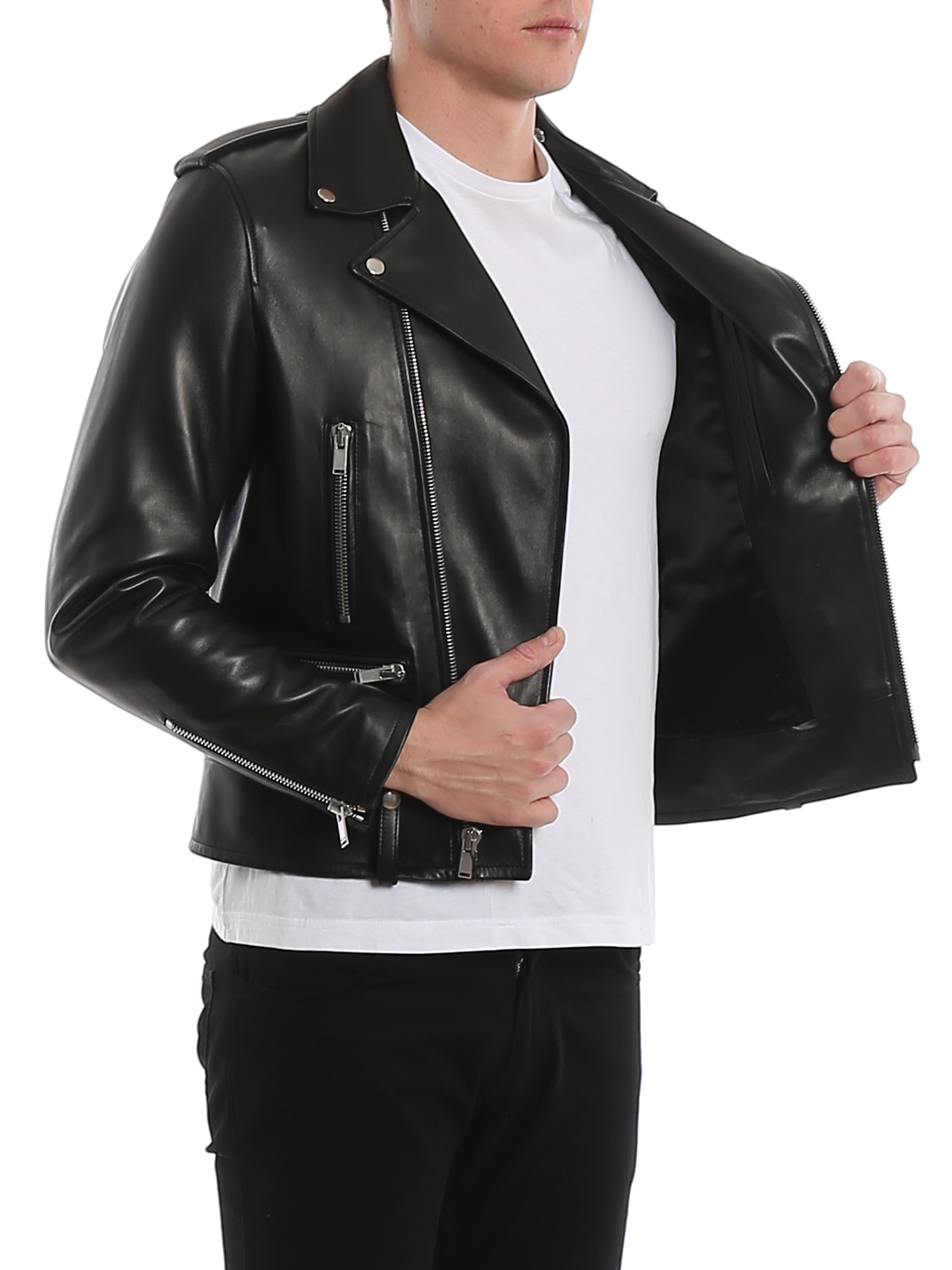 Leather jacket Saint Laurent - Leather jacket - 484284Y5YA21000