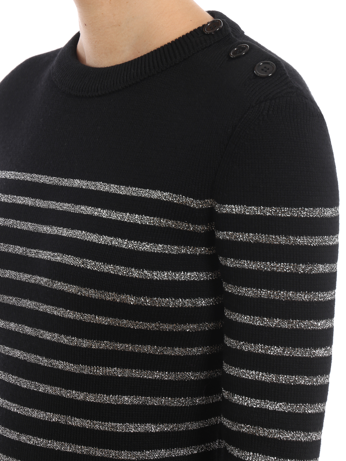 Crew necks Saint Laurent - Lurex striped cotton and wool sweater 