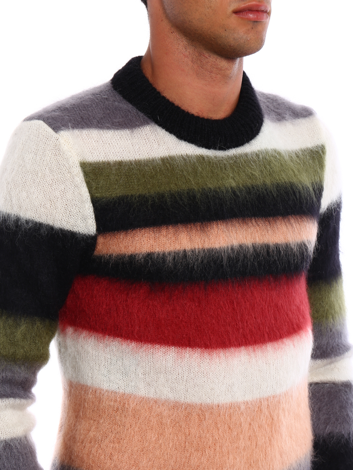 Crew necks Saint Laurent - Striped mohair blend sweater 