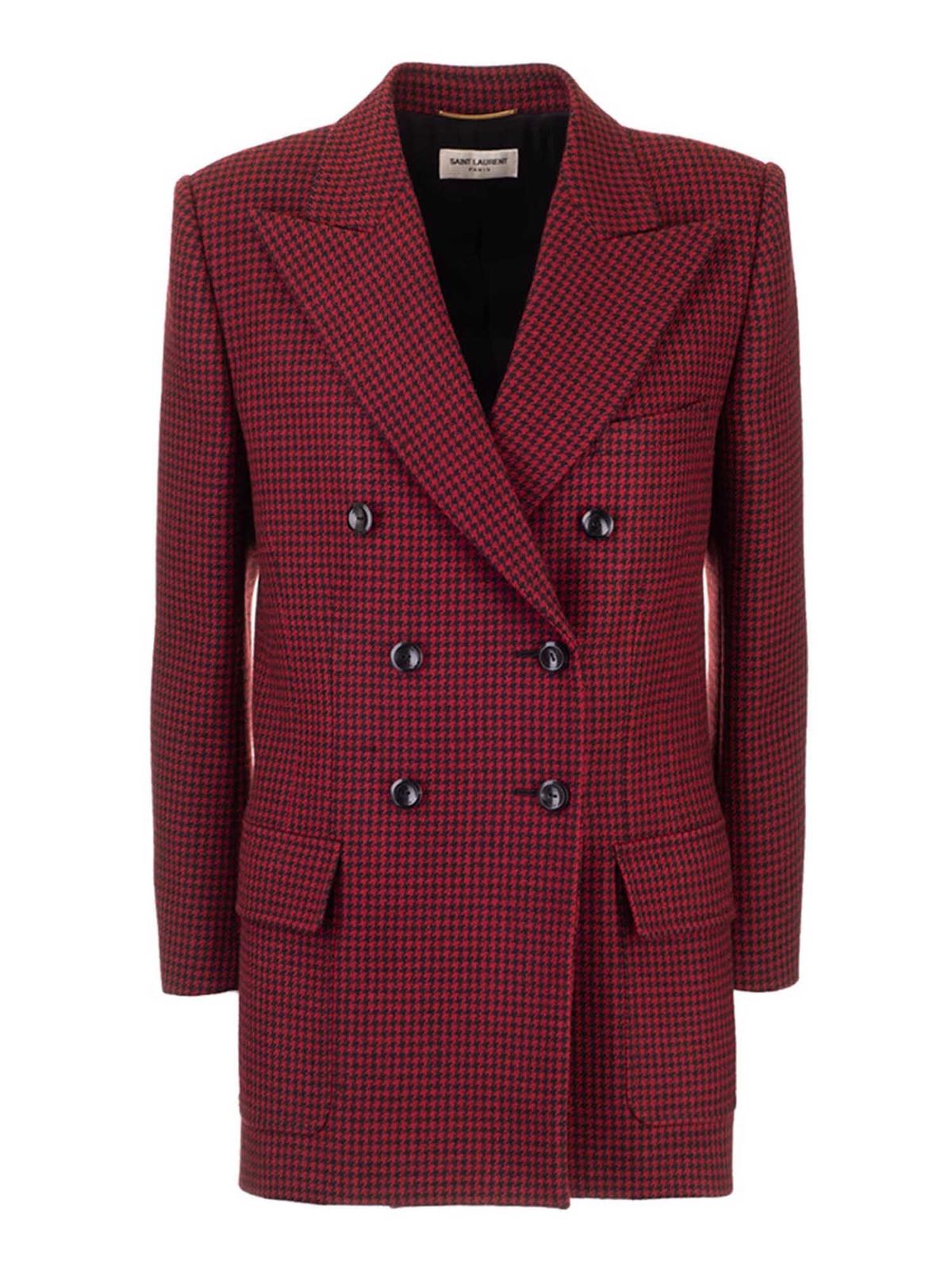 Casual jackets Saint Laurent - Double-breasted houndstooth jacket ...