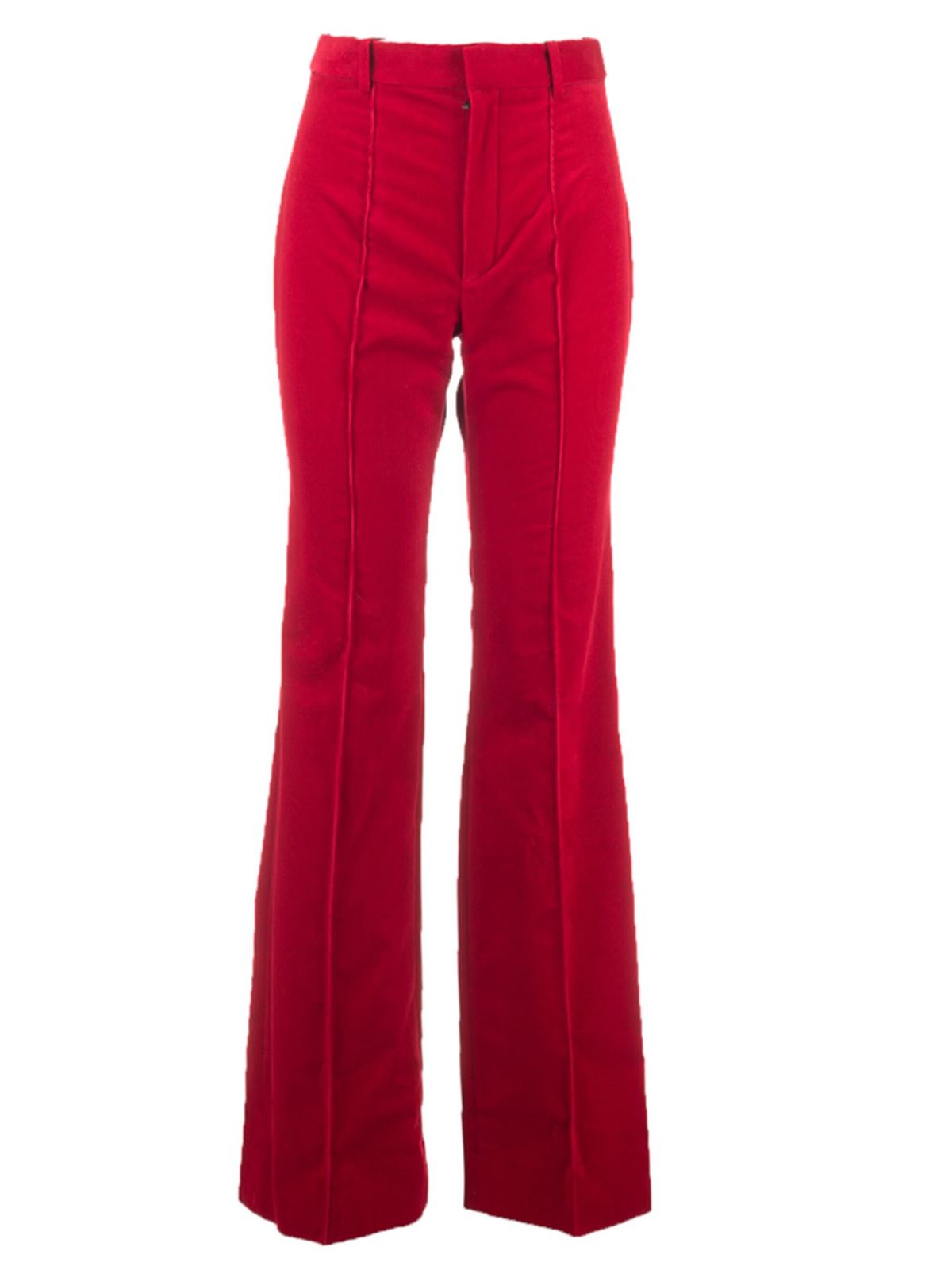 Saint Laurent - Corduroy flared pants in red - casual trousers ...