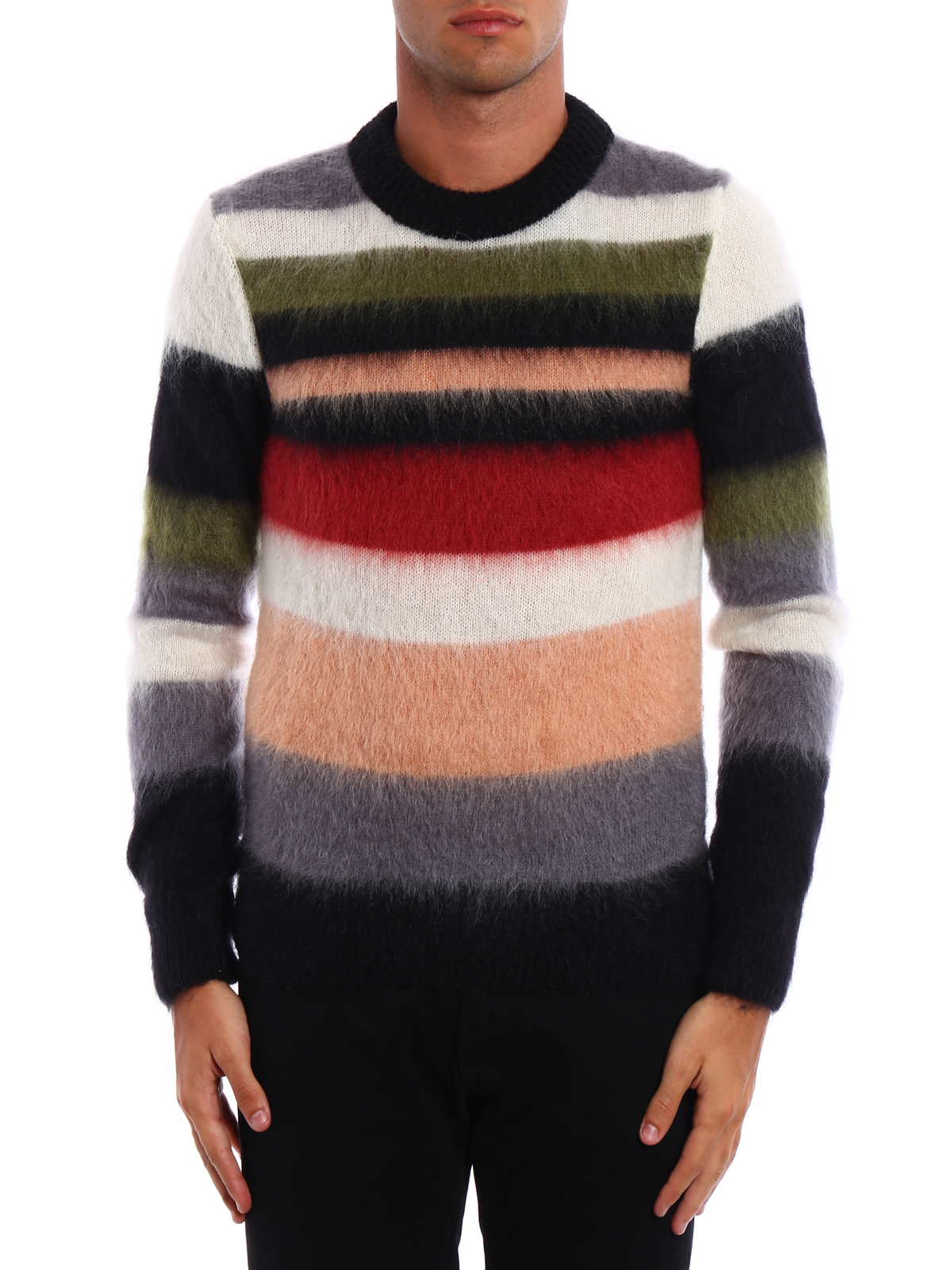 Crew necks Saint Laurent - Striped mohair blend sweater 