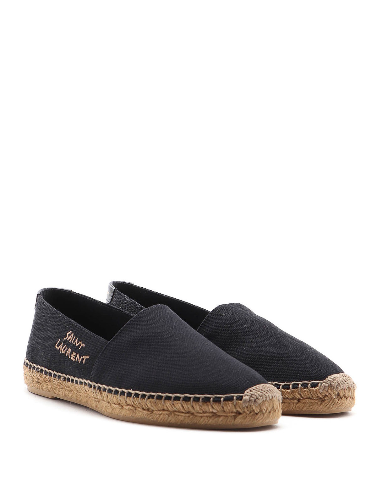 saint laurent logo embroidered canvas espadrilles