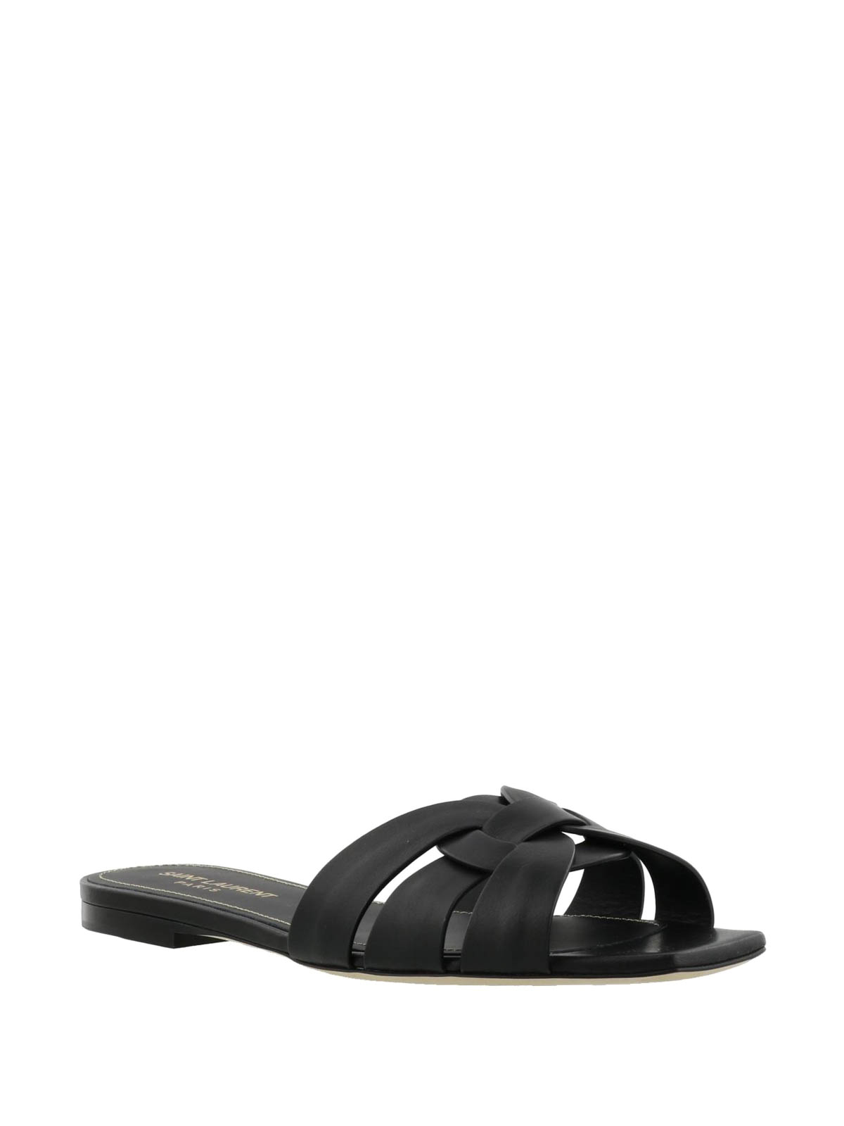 ysl black leather slides