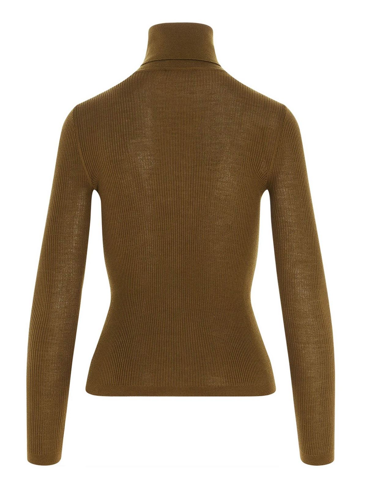 Saint Laurent - Ribbed turtleneck in mustard color - Turtlenecks & Polo ...