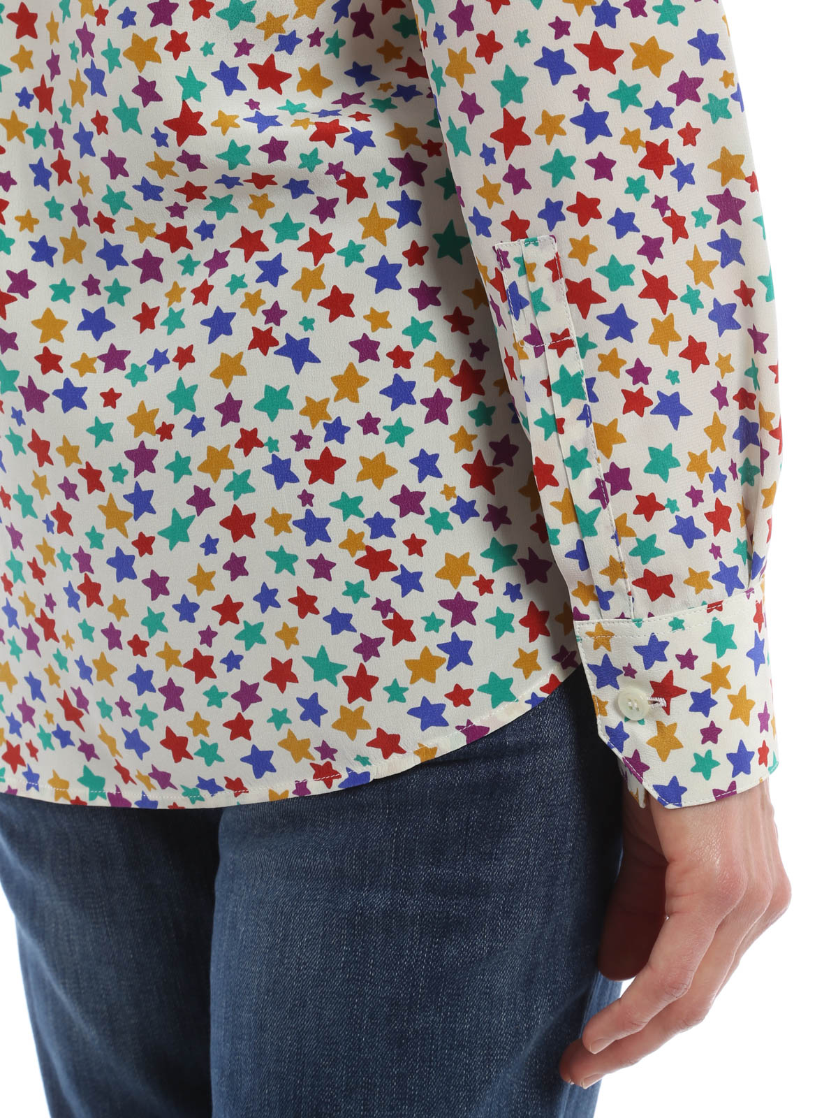 Shirts Saint Laurent - Star print silk shirt - WJ0395733Y312K8518