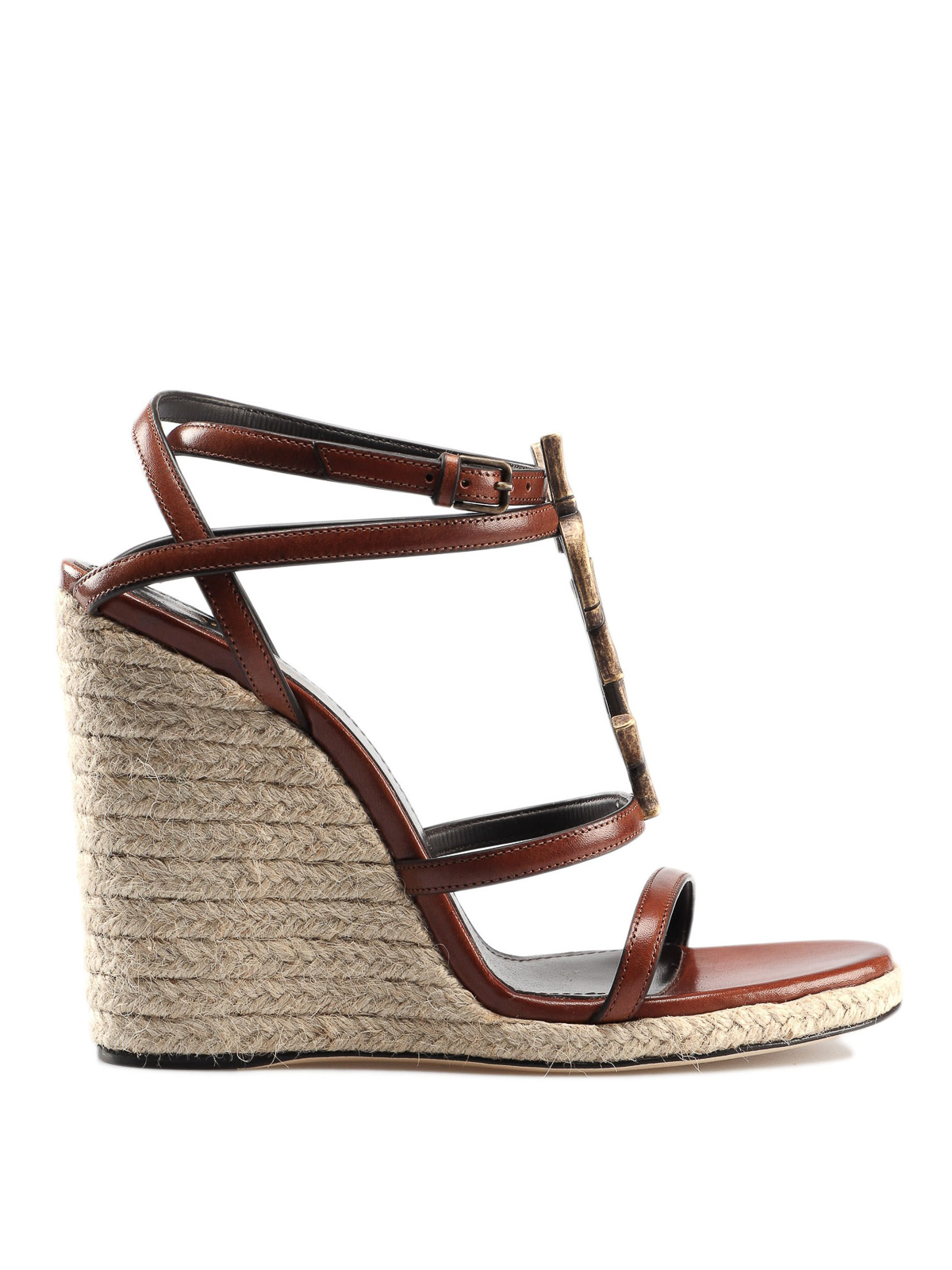 Saint Laurent - Cassandra leather wedge sandals - sandals - 565796DWETT6036