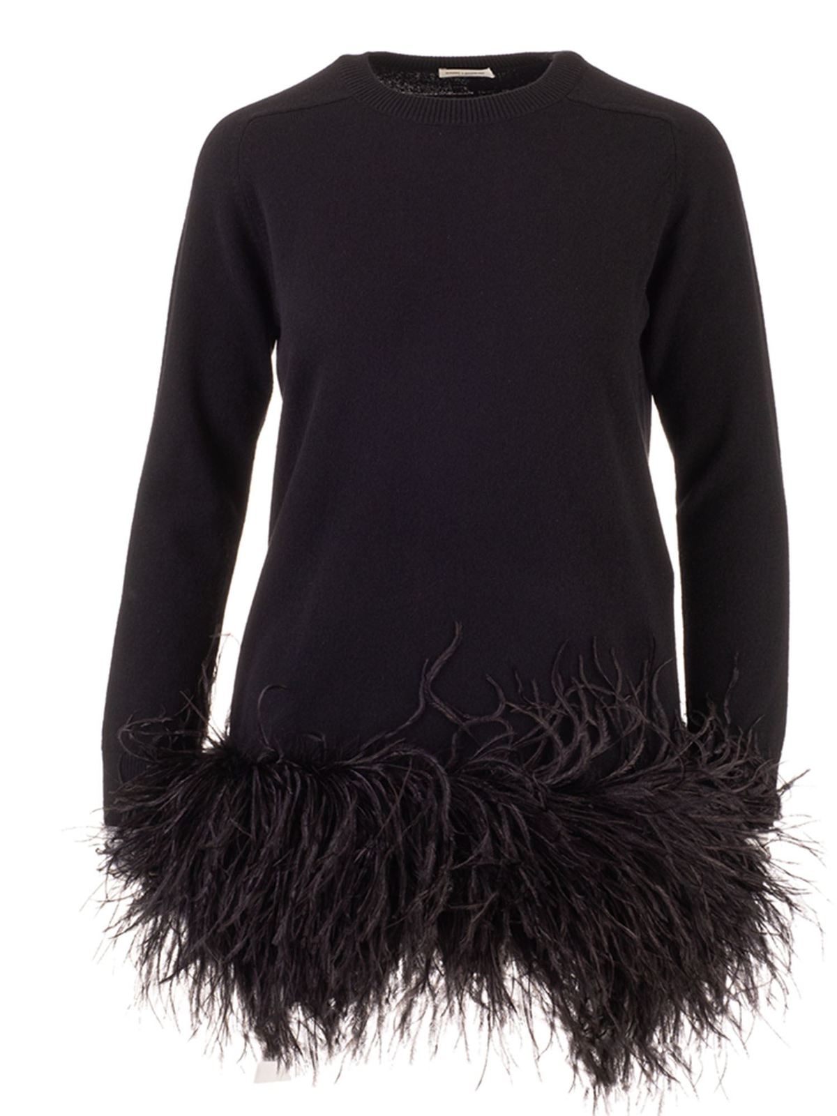 Short dresses Saint Laurent - Feathers cashmere dress in black ...