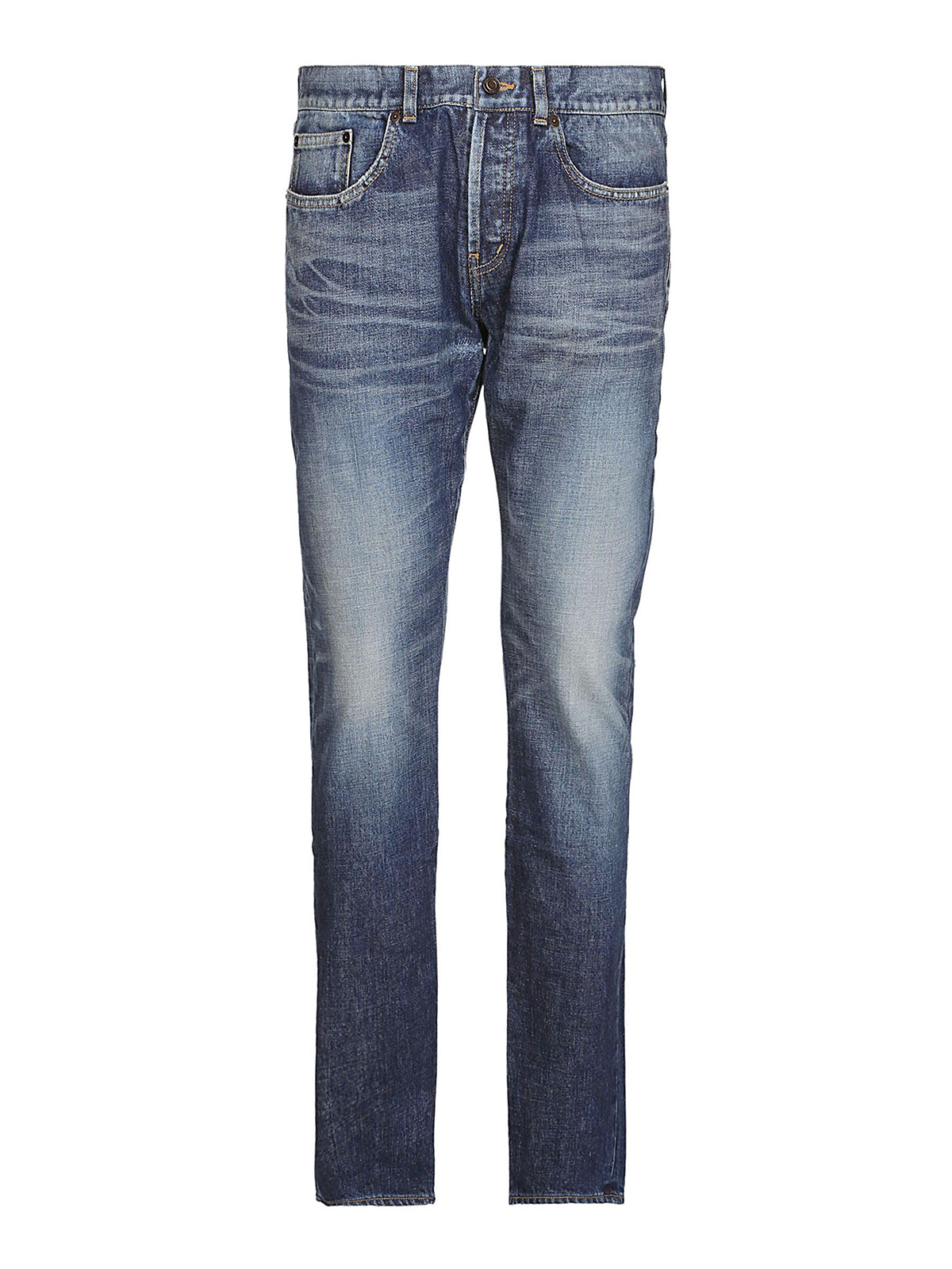 Straight leg jeans Saint Laurent - Faded jeans with back rip ...