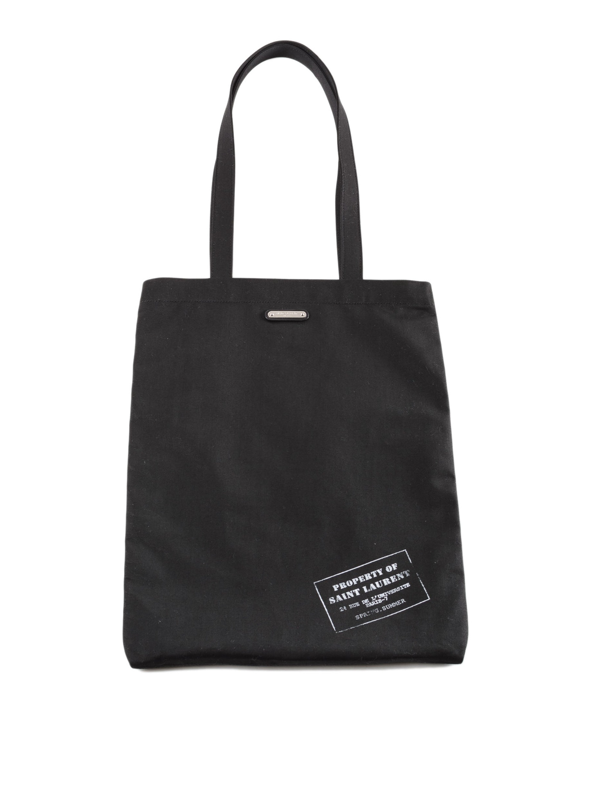 Totes bags Saint Laurent - Logo label print twill tote - 4879679NH0E1070
