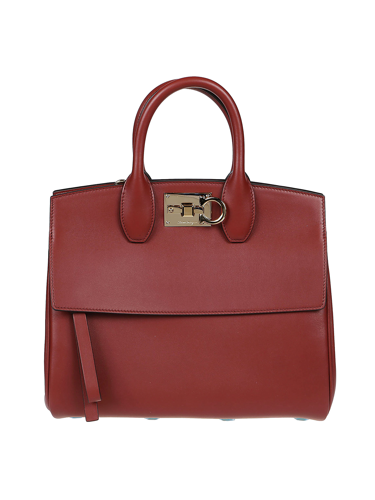Ferragamo Studio Leather Bag In Dark Red