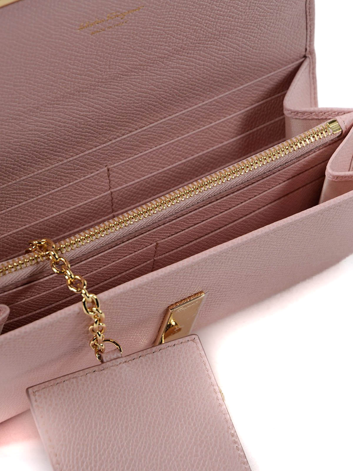 Wallets & purses Salvatore Ferragamo - Gancini clip pink leather 