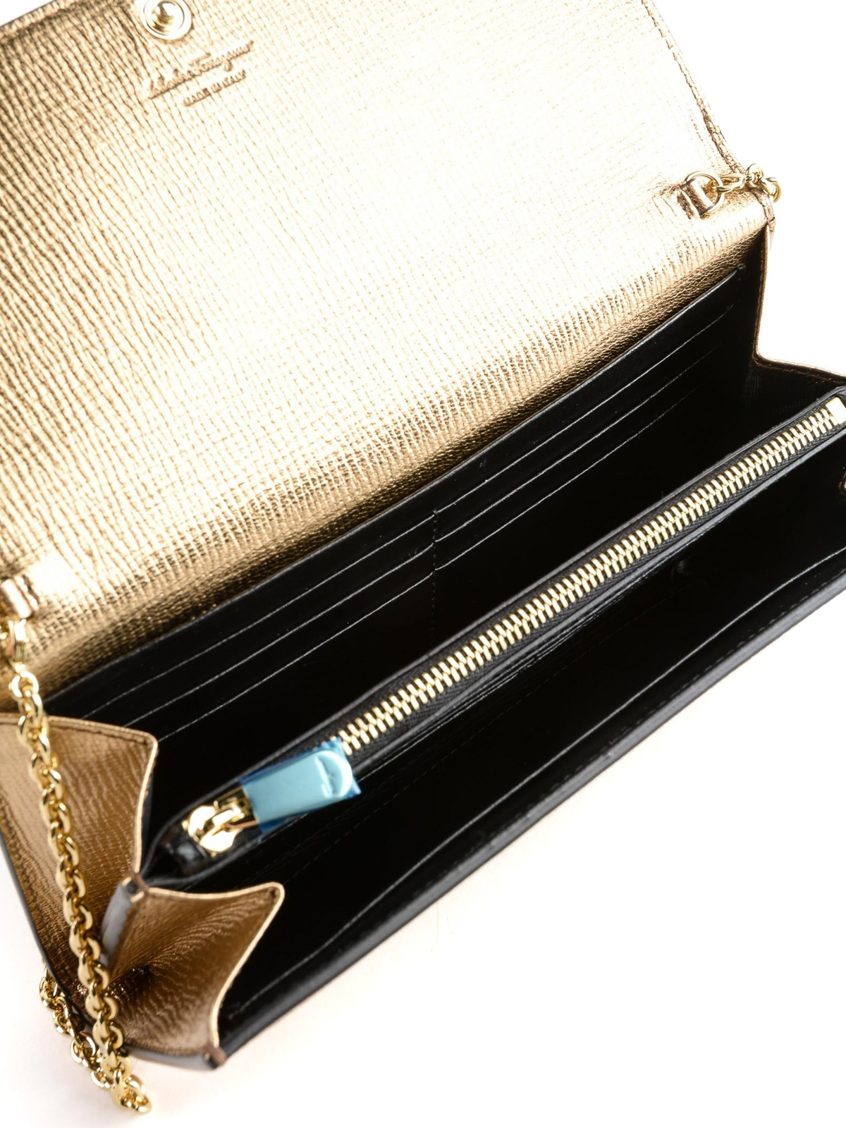 Clutches Salvatore Ferragamo - Gancini gold leather wallet clutch 
