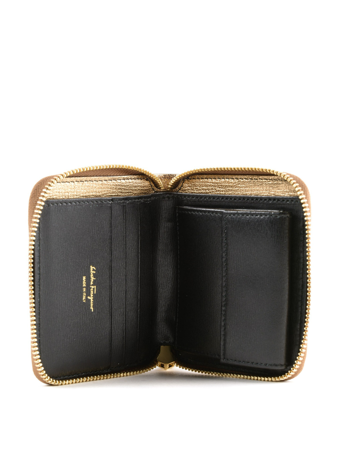 Wallets & purses Salvatore Ferragamo - Gancini gold small wallet ...