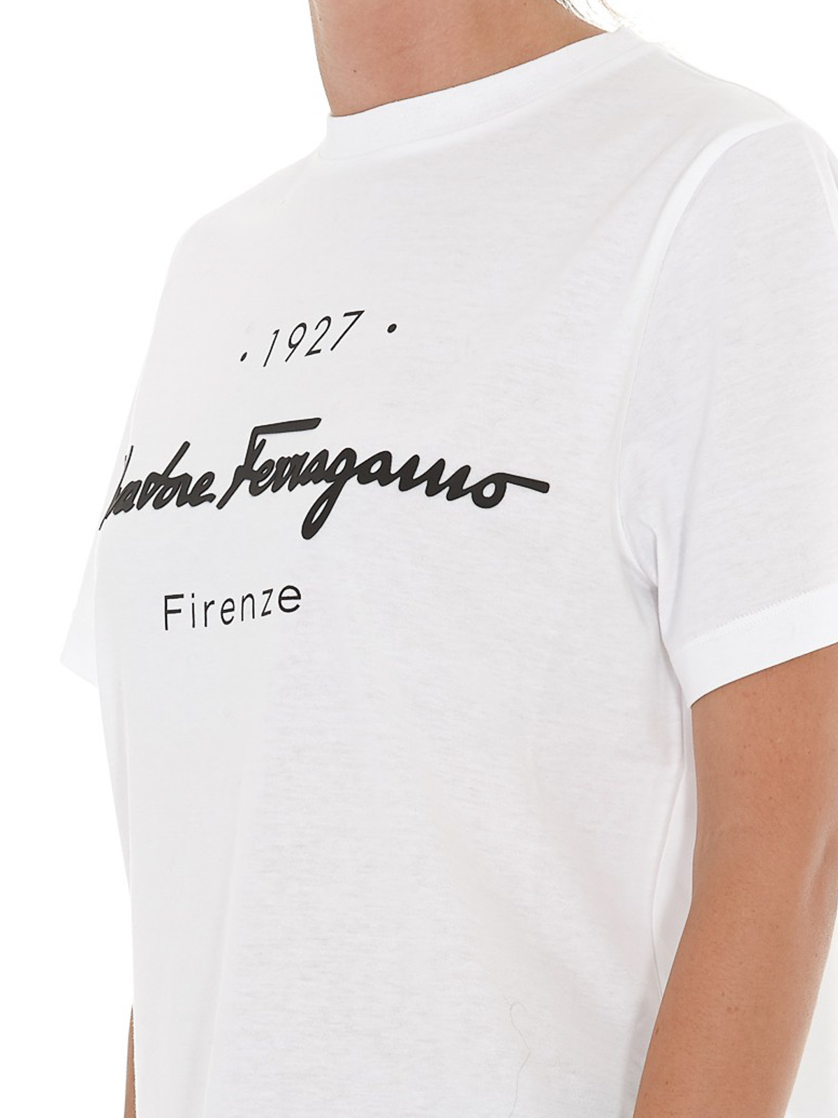 Salvatore Ferragamo - Logo print white T-shirt - t-shirts - 11C466722283