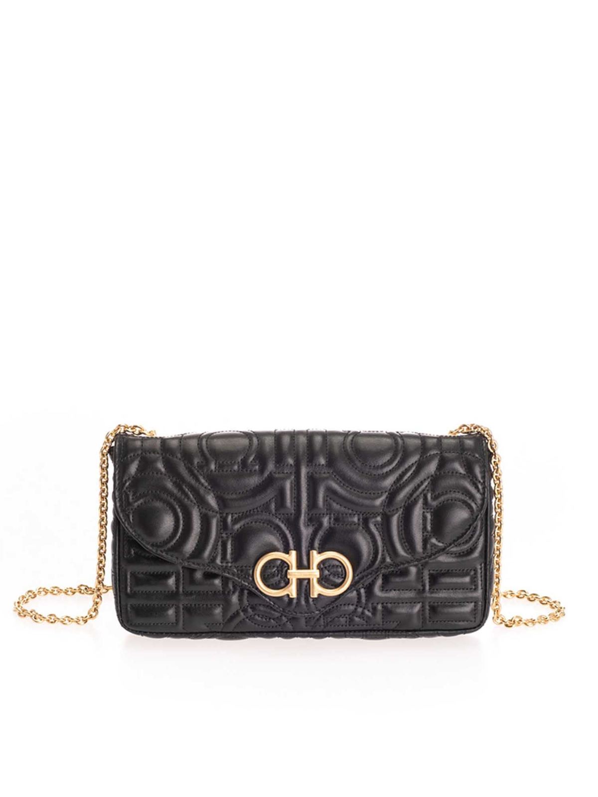 salvatore ferragamo gancini quilted leather shoulder bag