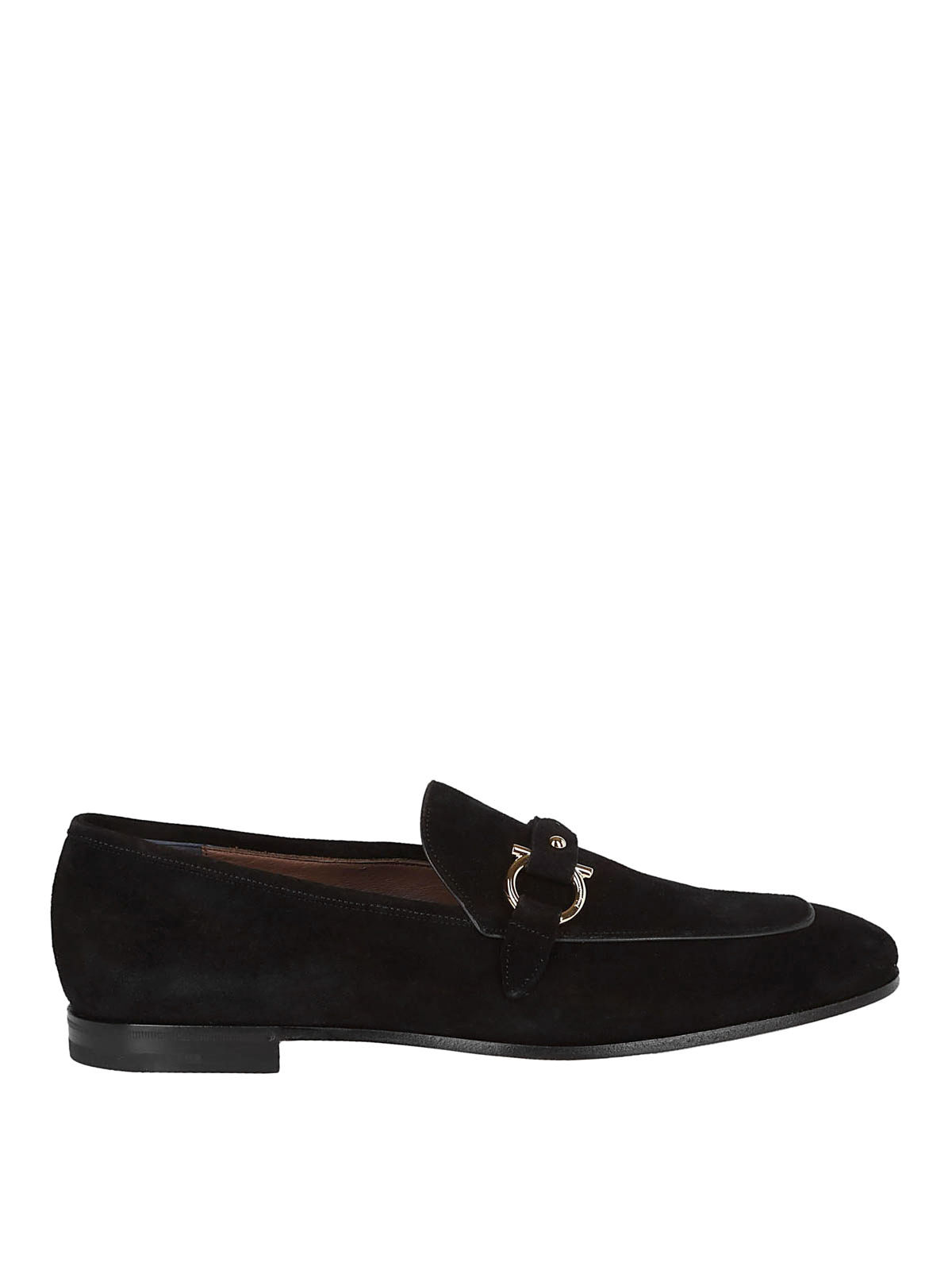 Gancini suede leather loafers 