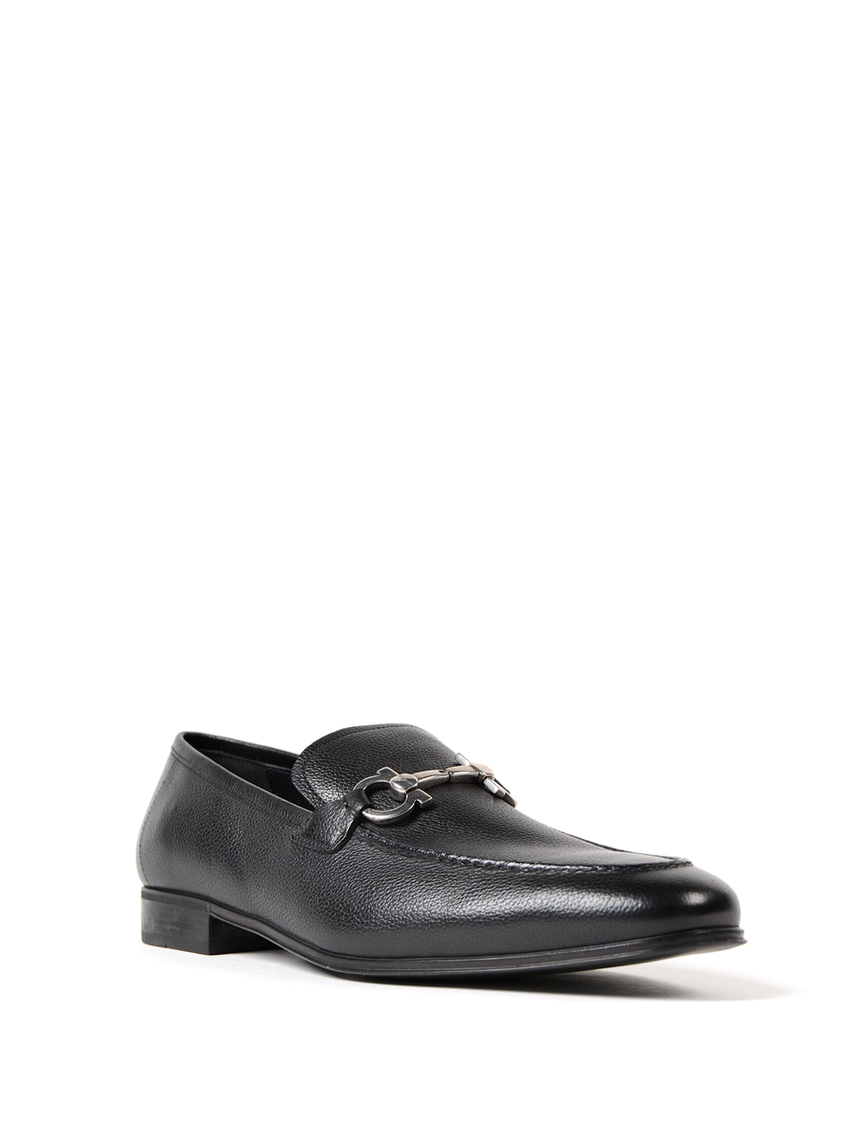 Gancini black leather loafers 