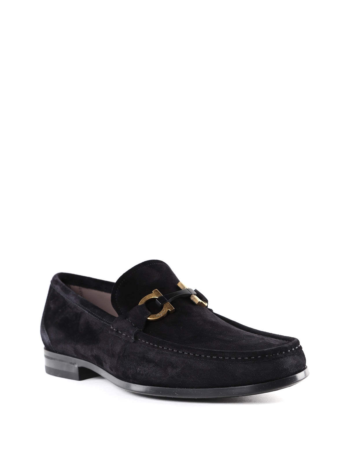 black suede ferragamo loafers