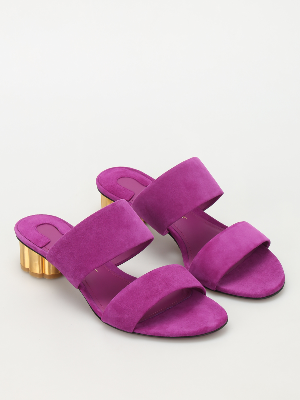 Salvatore Ferragamo - Flower heel Belluno suede sandals - sandals ...