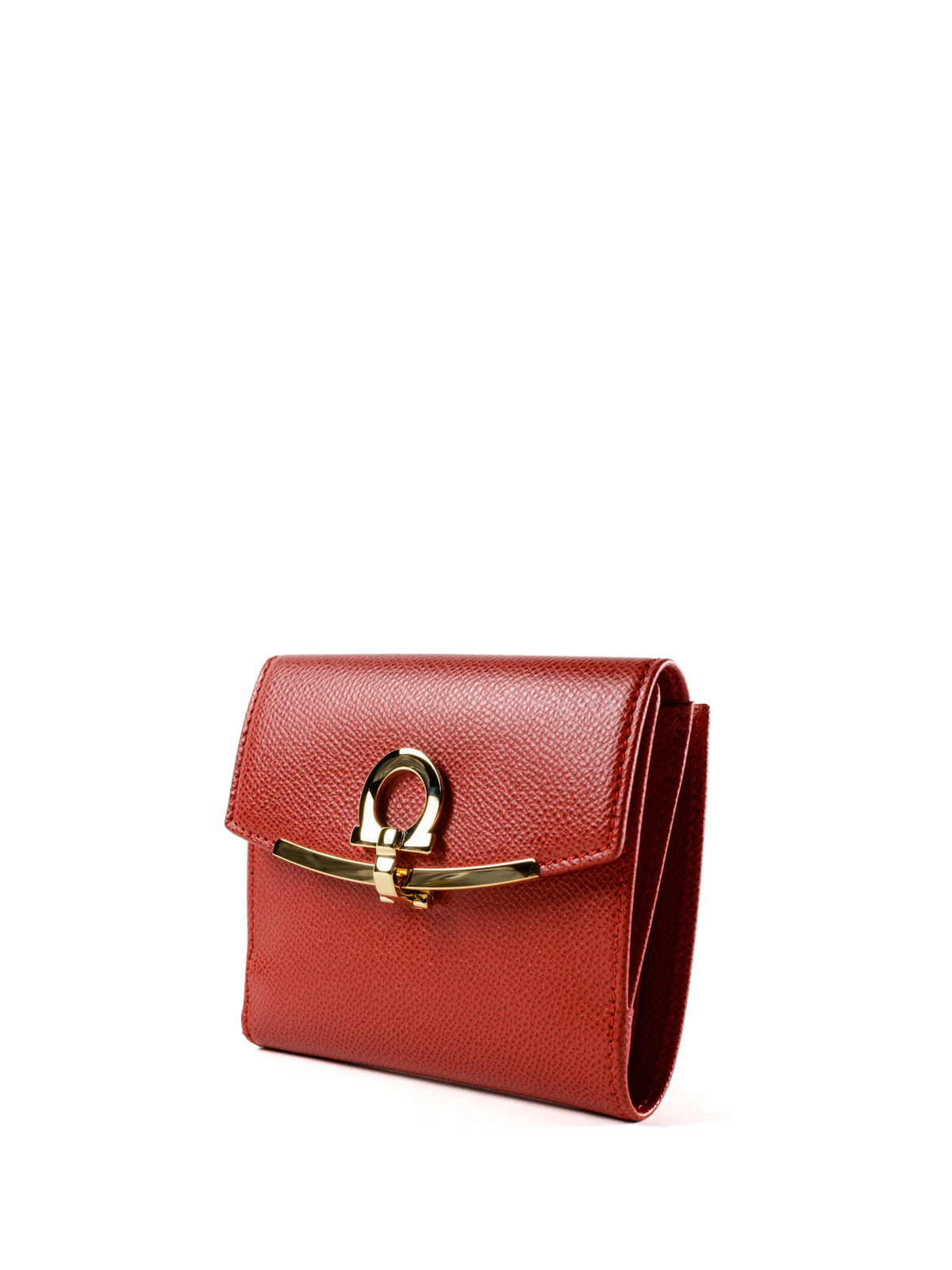Wallets & purses Salvatore Ferragamo - Gancini burgundy small wallet ...