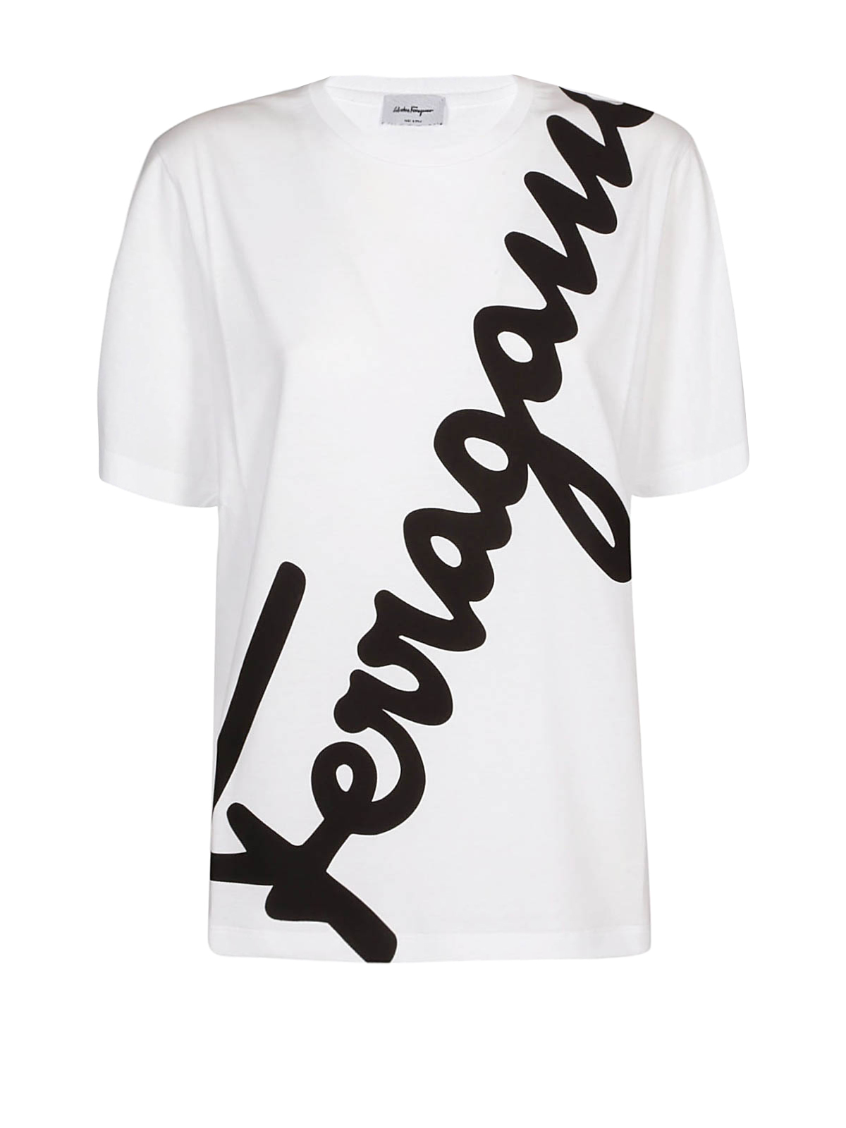 Salvatore Ferragamo - Pure cotton T-shirt with logo lettering - t-shirts -  0708866093