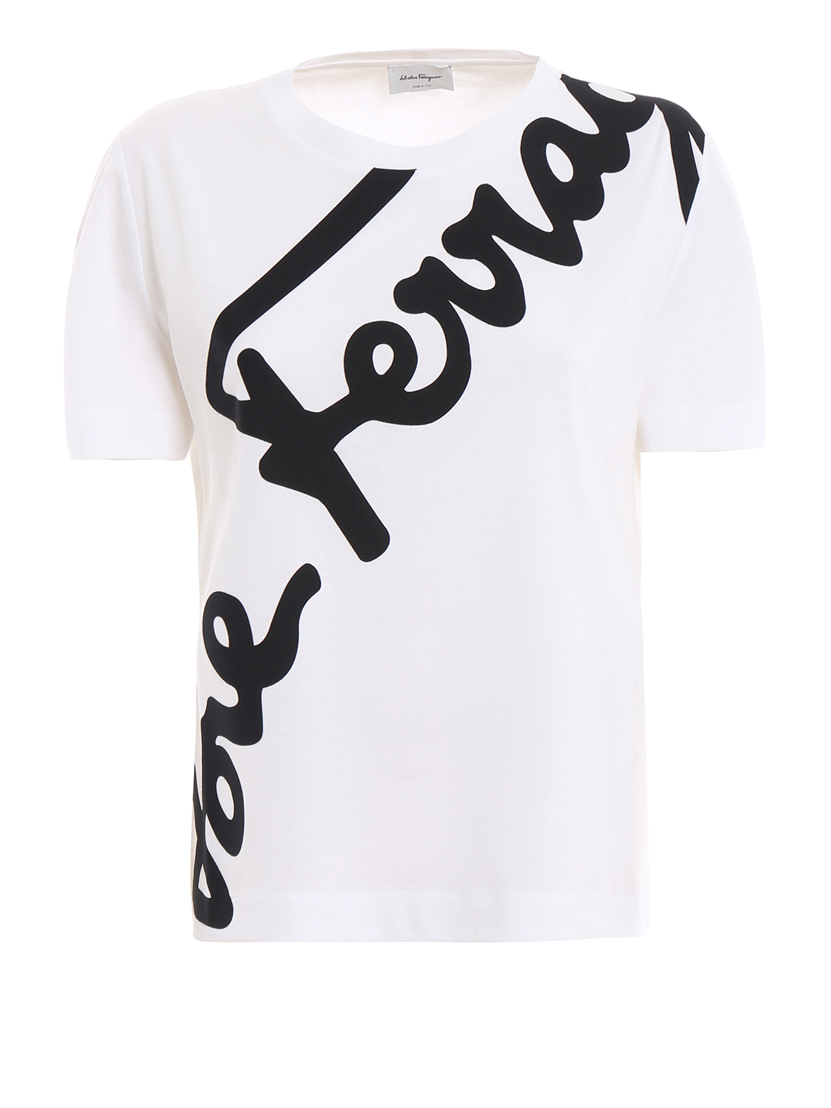 T-shirts Salvatore Ferragamo - Signature print white cotton T-shirt -  11D464709452