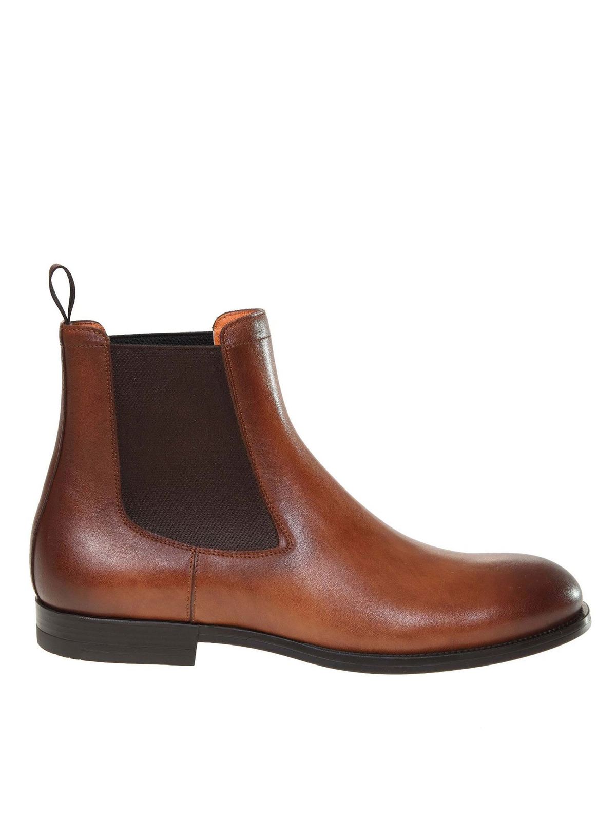 Santoni CALFSKIN ANKLE BOOTS IN BROWN