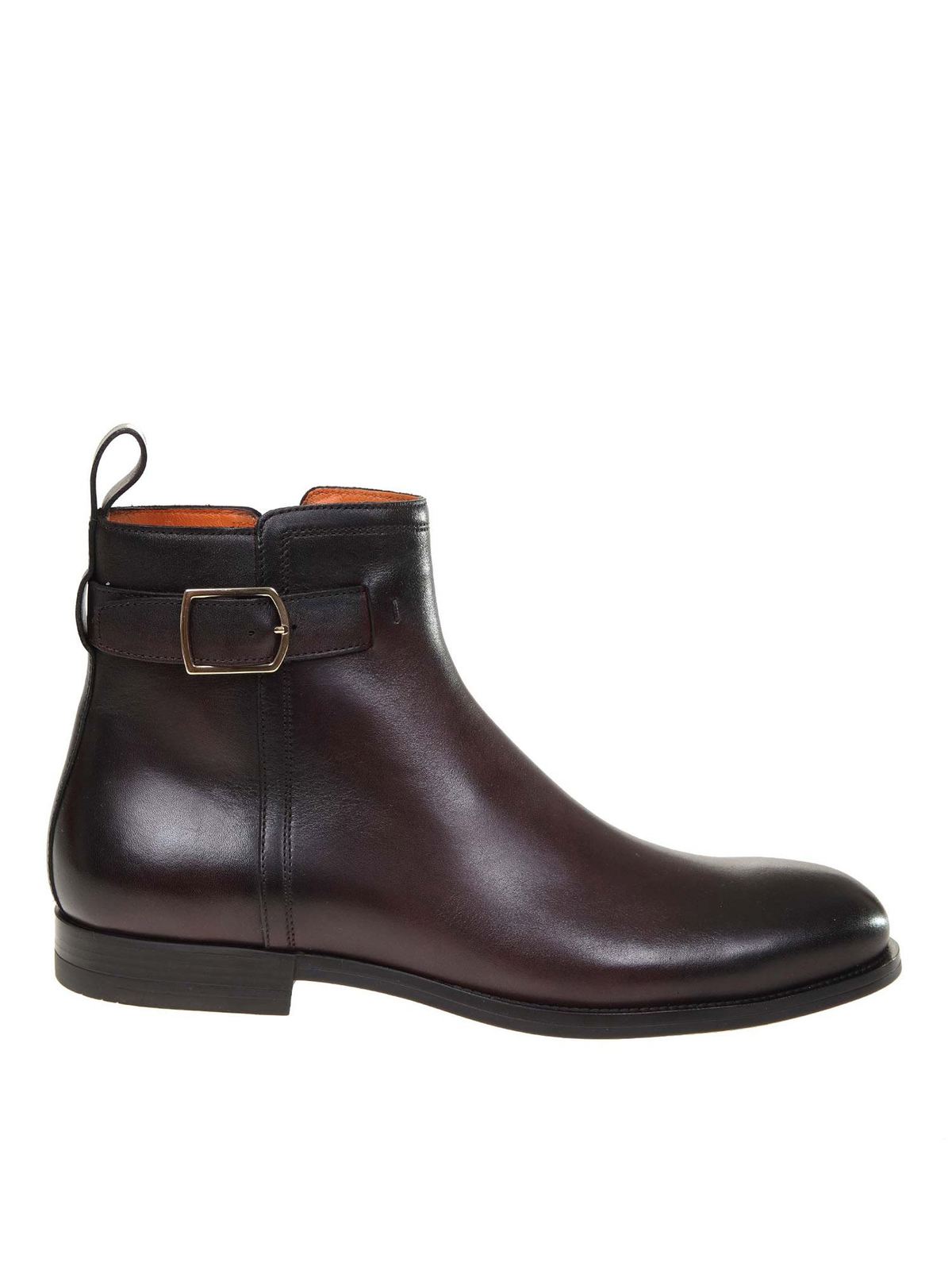 Santoni CALFSKIN ANKLE BOOTS IN BROWN
