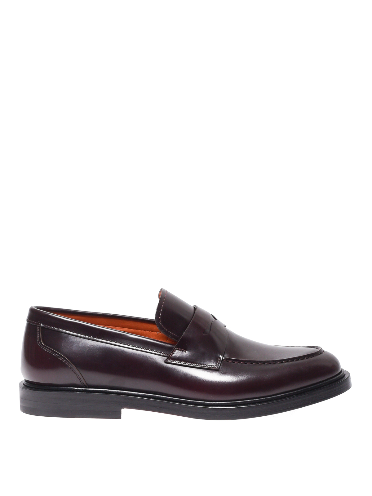 Santoni - Burgundy brushed leather loafers - Loafers & Slippers ...