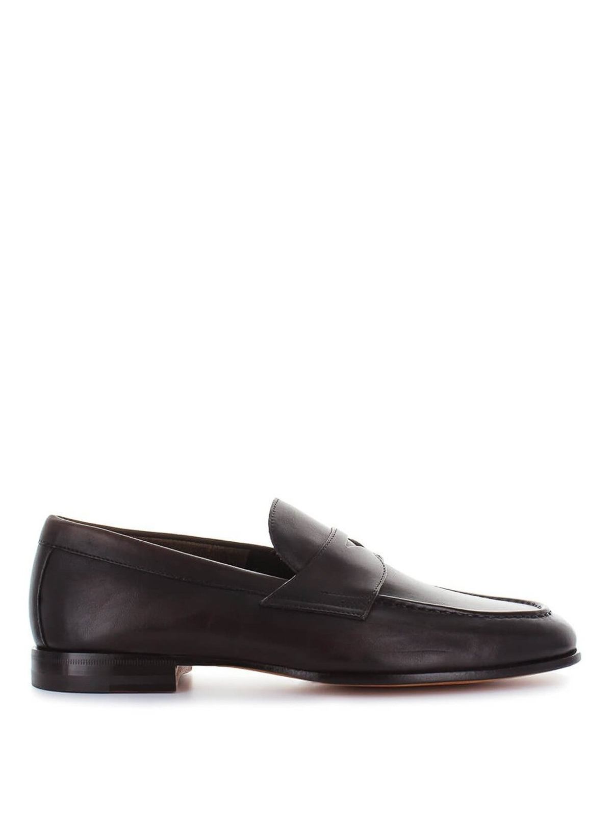 Santoni - College vintage leather loafers - Loafers & Slippers ...