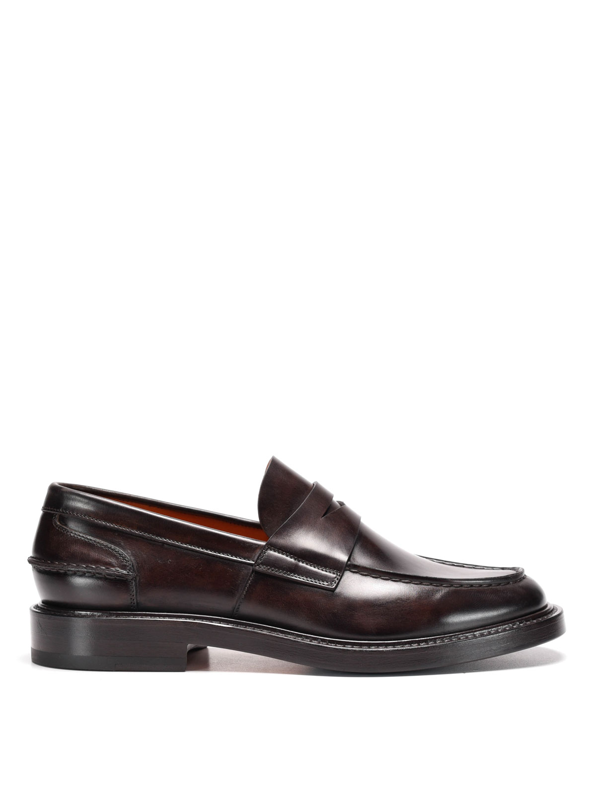 santoni leather slippers