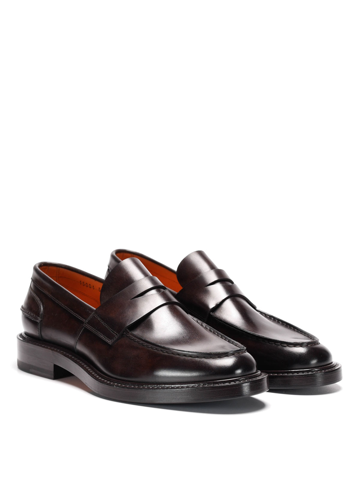 Glossy leather loafers by Santoni - Loafers & Slippers | Shop online at ...