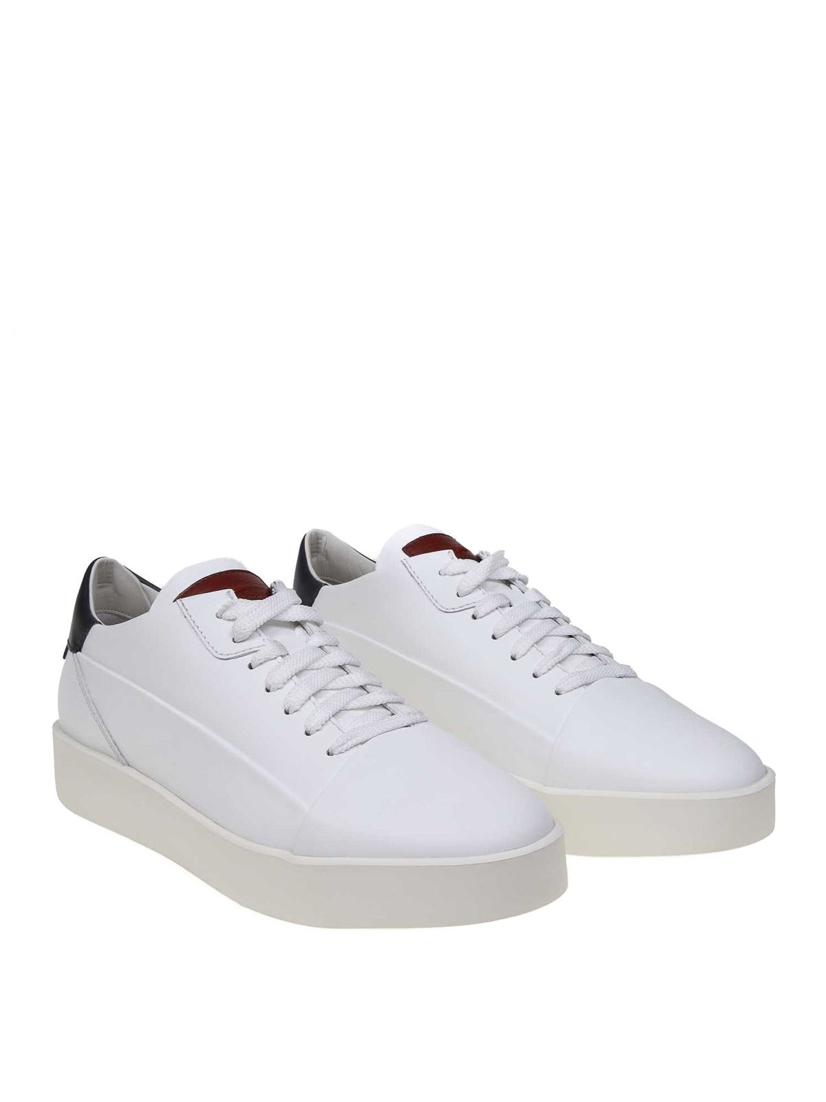 White leather cap toe sneakers 