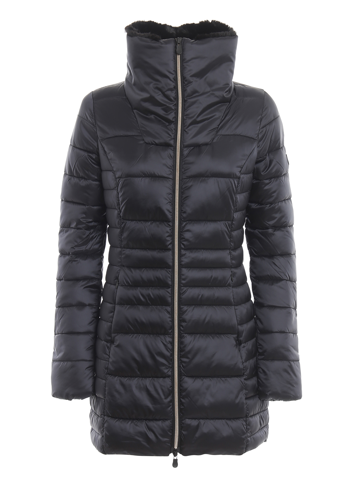 Padded coats Save the Duck - Faux fur trimmed ultra light padded coat ...