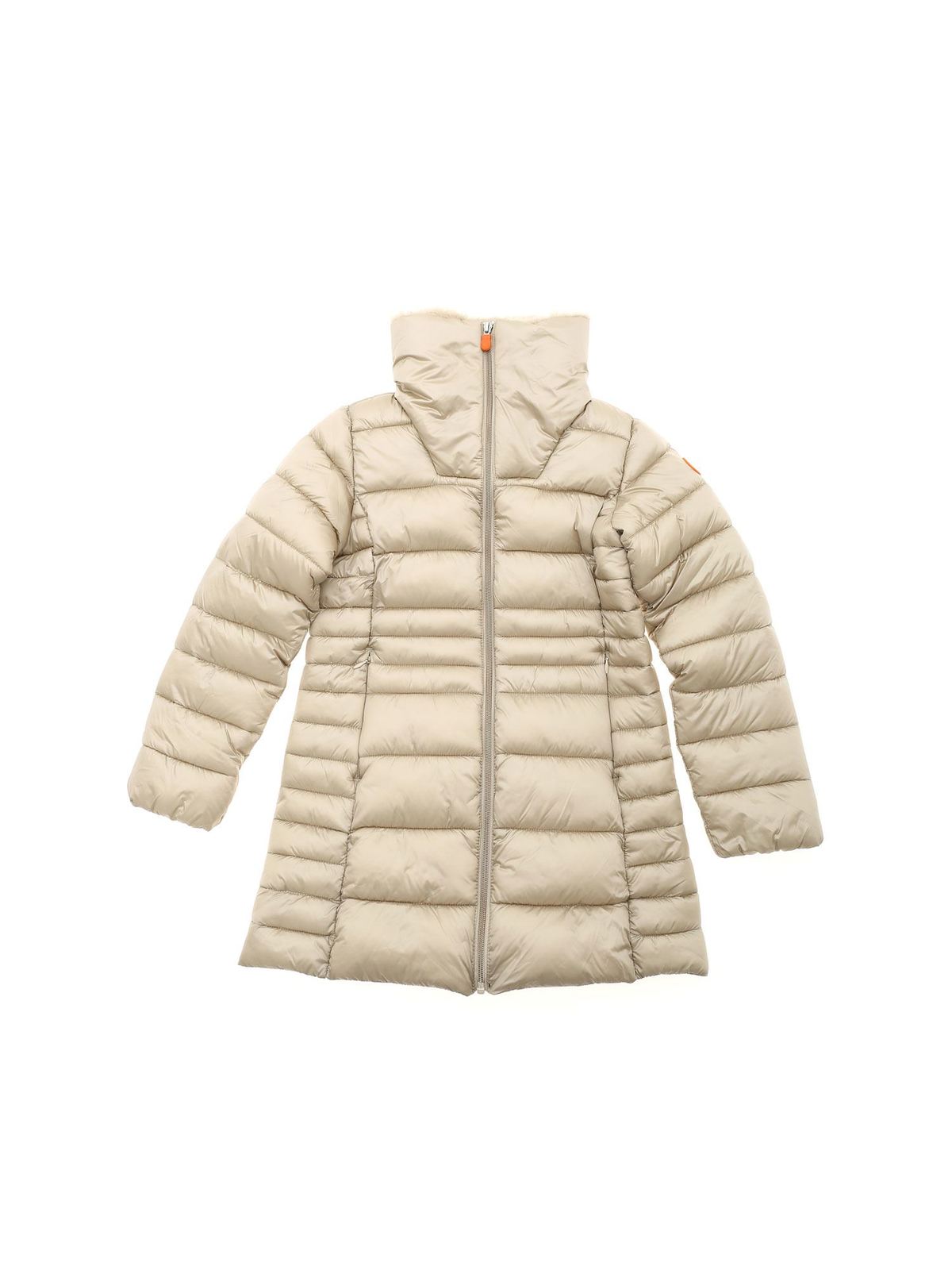 Padded coats Save the Duck - Logo patch down jacket in beige ...