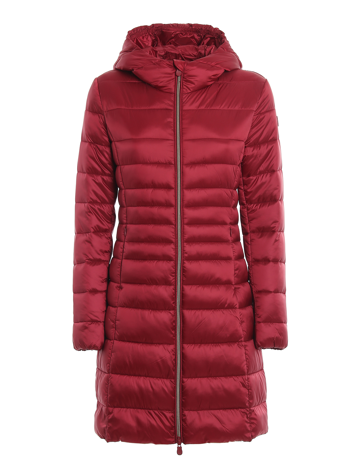 Save The Duck Ultra Light Hooded Padded Coat In Dark Red