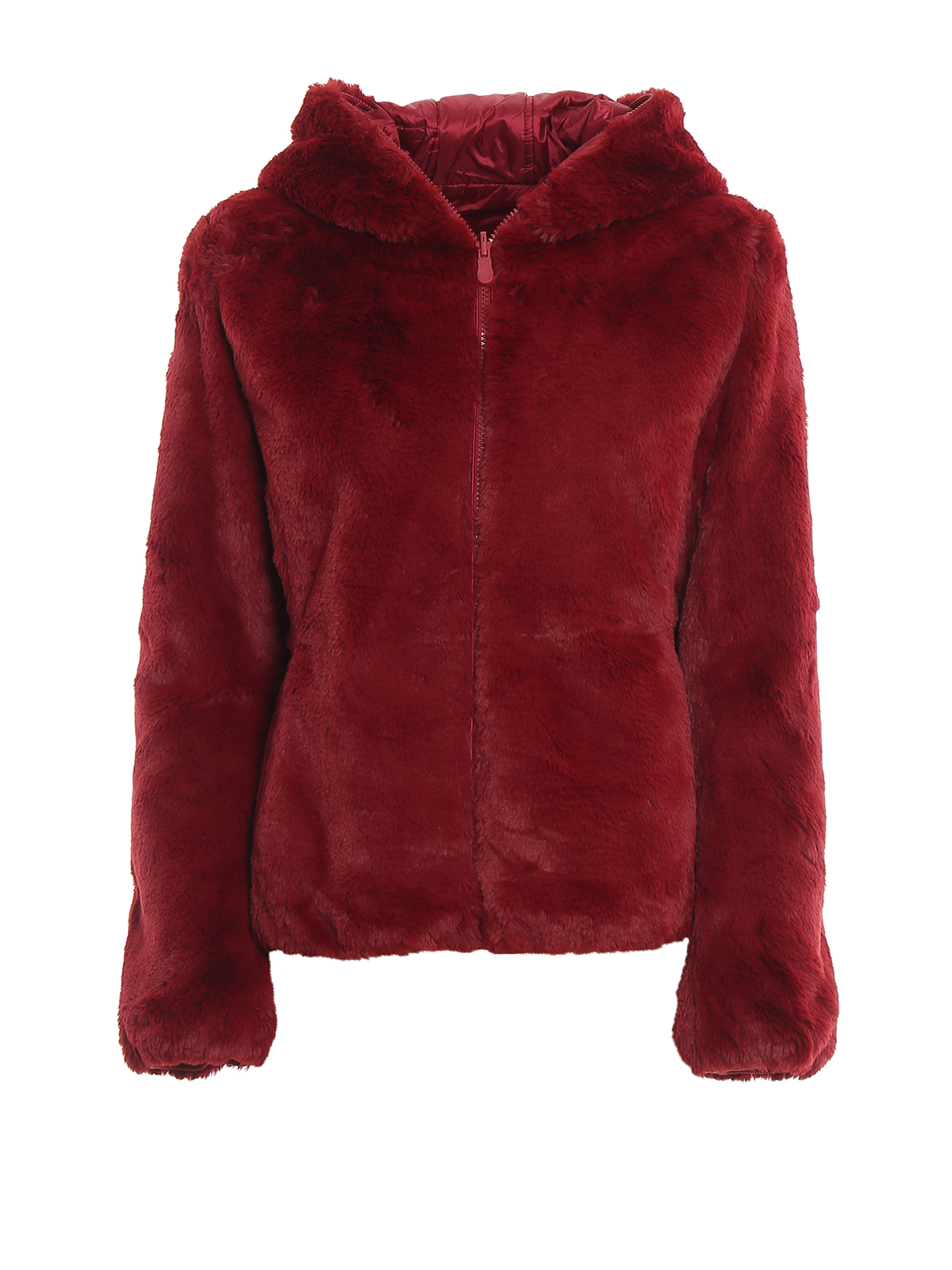 SAVE THE DUCK ECO FUR AND NYLON REVERSIBLE PUFFER JACKET