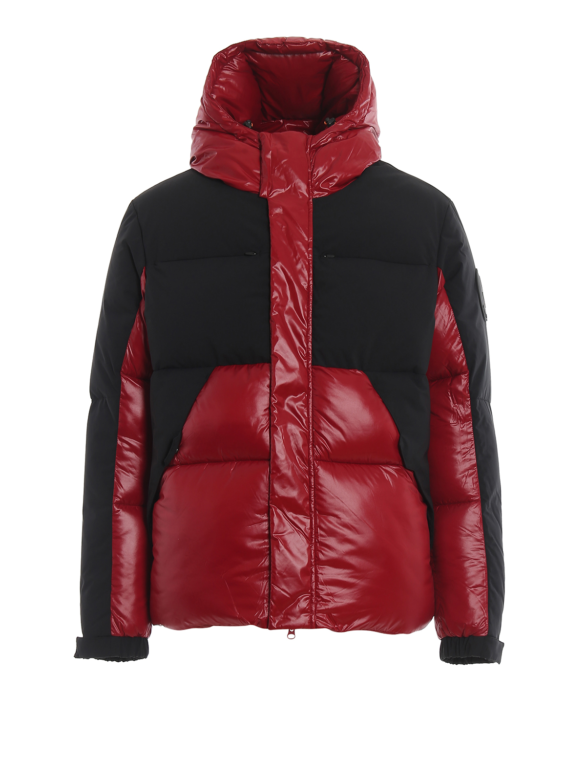 Padded jackets Save the Duck - Maxi logo patch two-tone puffer jacket ...