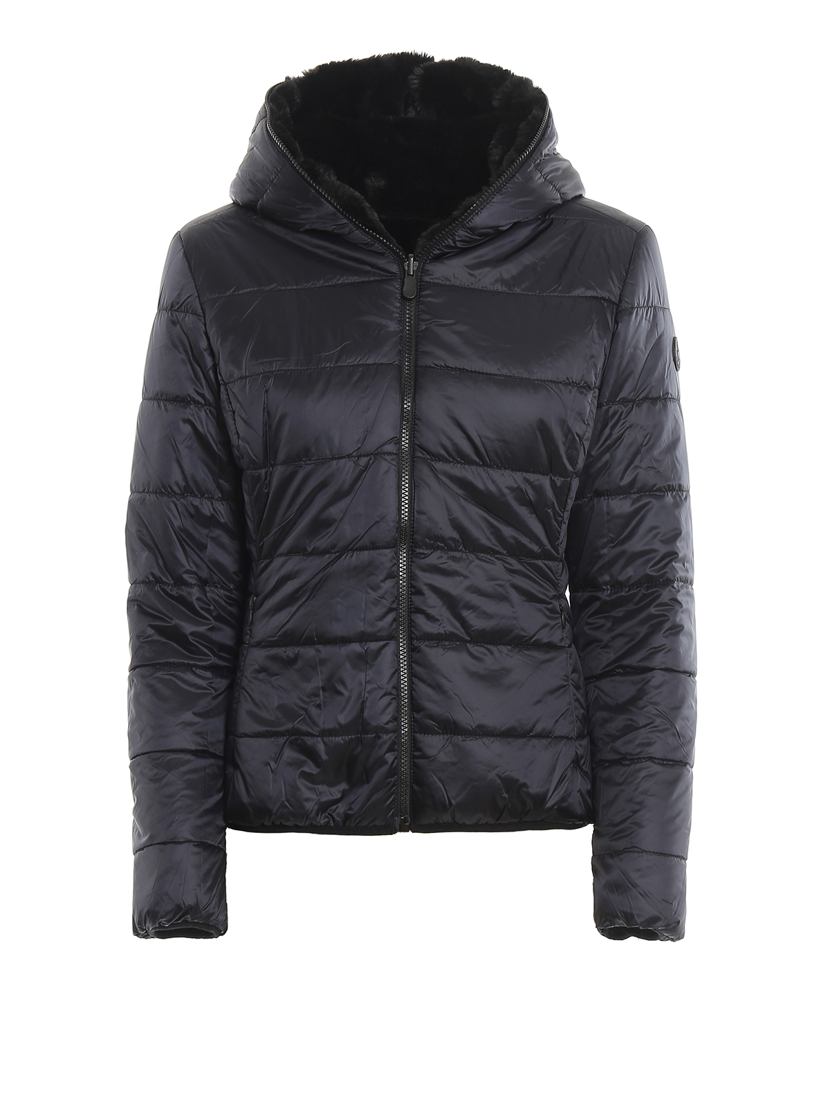 SAVE THE DUCK NYLON AND ECO FUR REVERSIBLE PADDED JACKET
