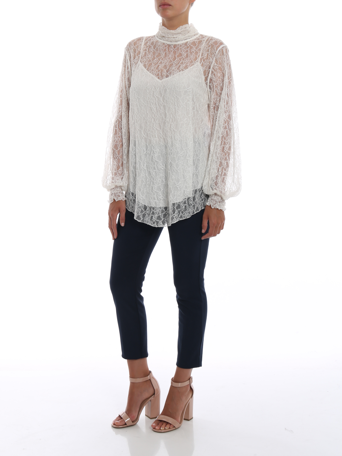 White long sleeve lace blouse 