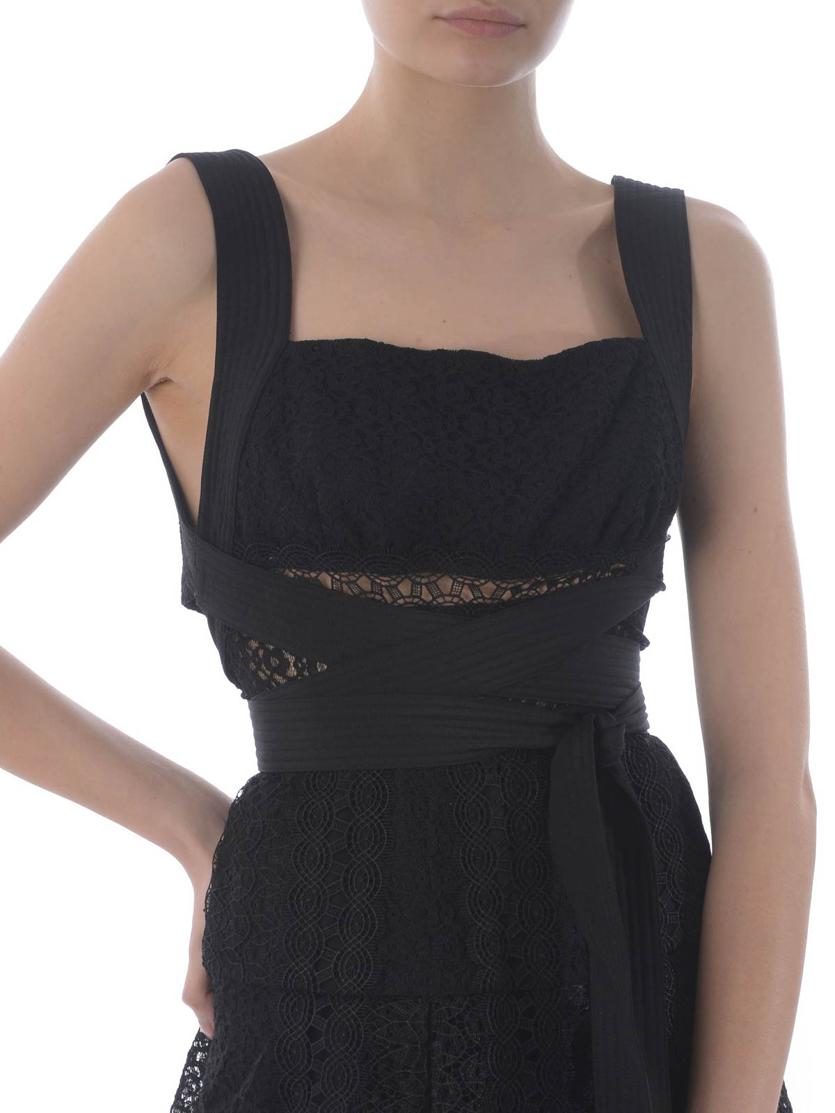 Black lace sleeveless dress ...