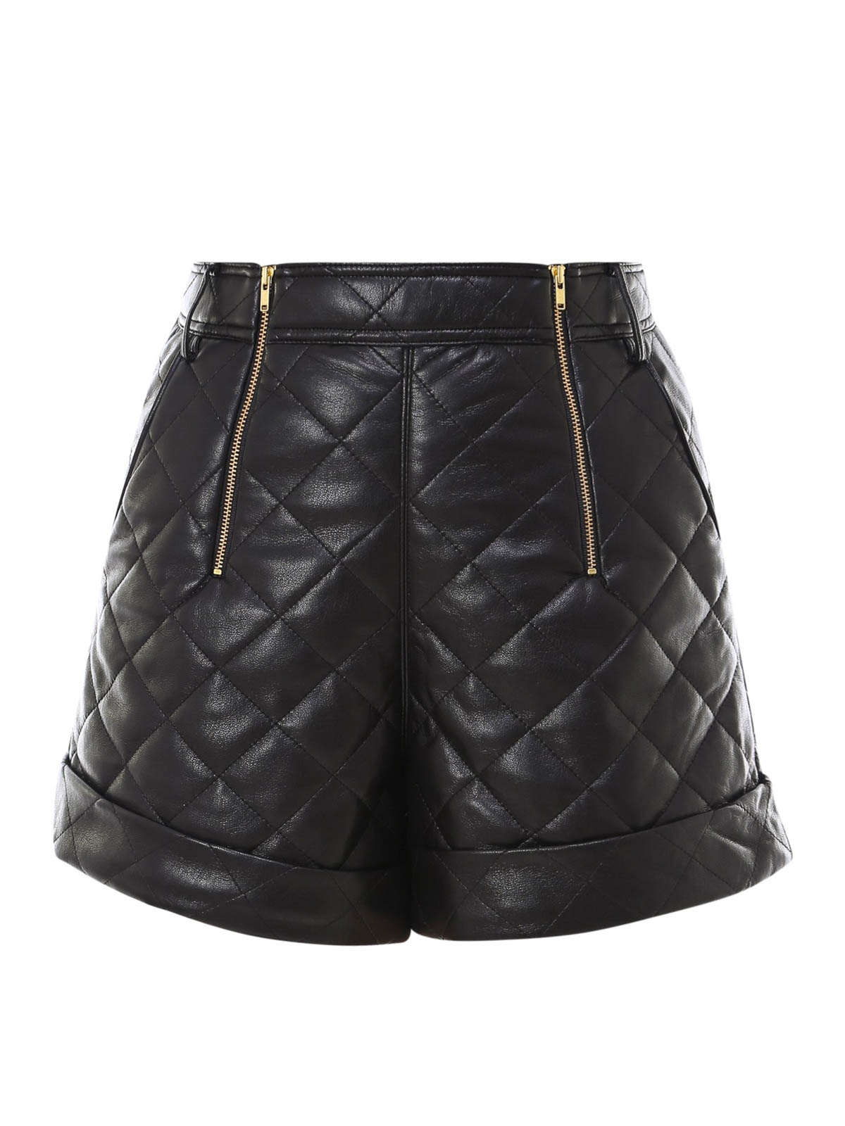 Quilted faux leather shorts 