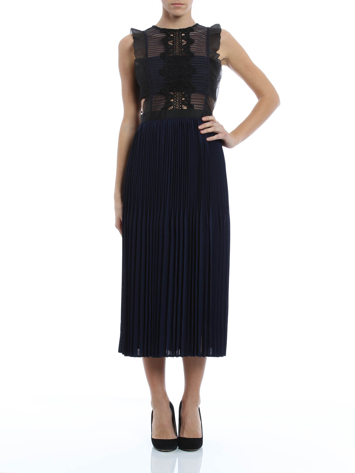 elisabetta lace pleated dress