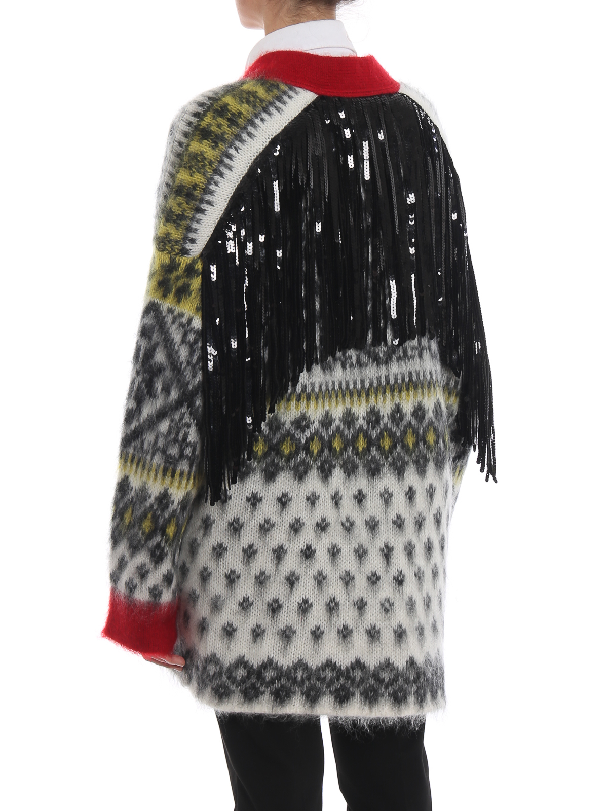 Sequin fringe jacquard mohair blend 