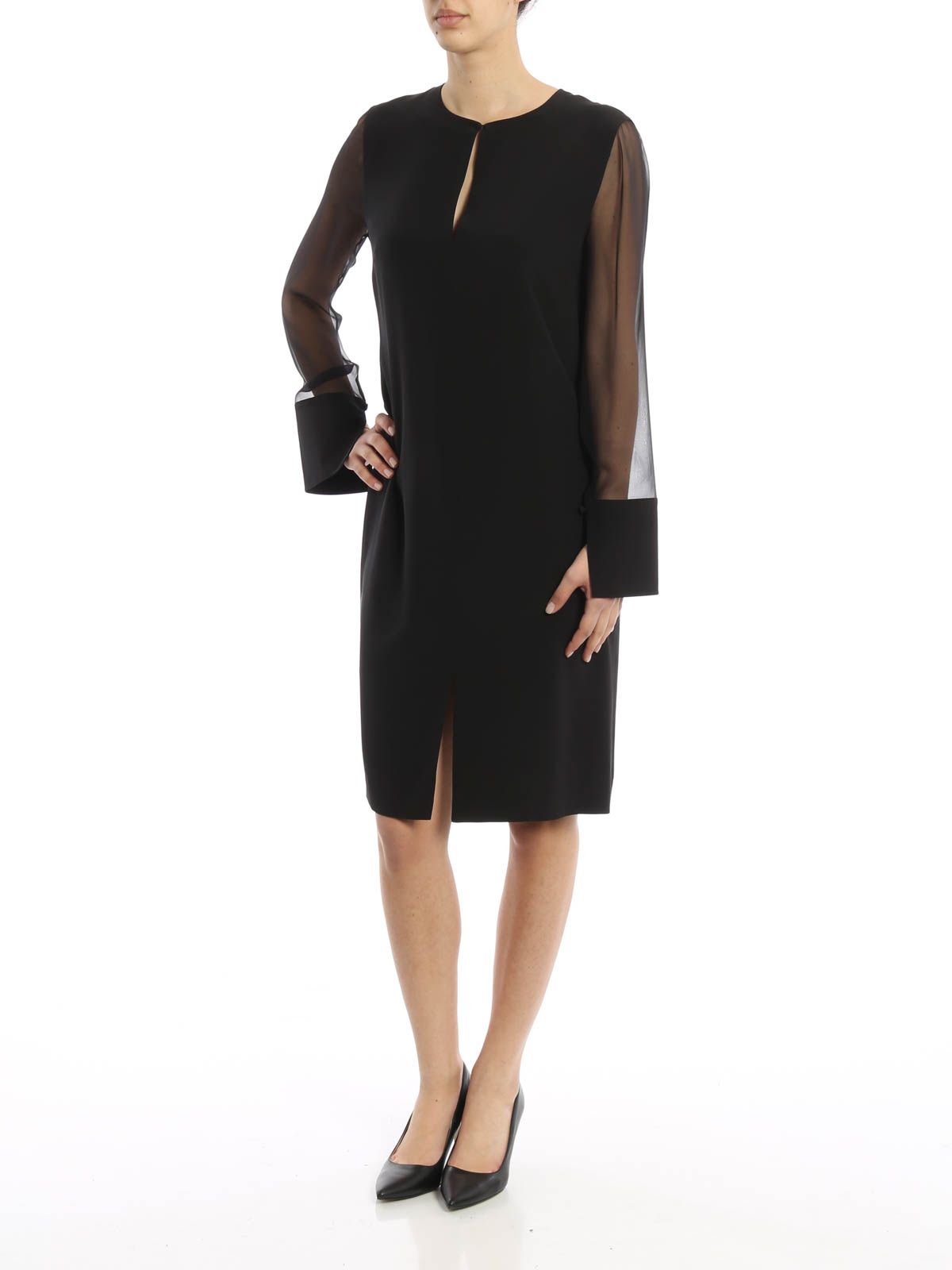 Knee length dresses Givenchy - Sheer sleeves silk dress - 2013300001