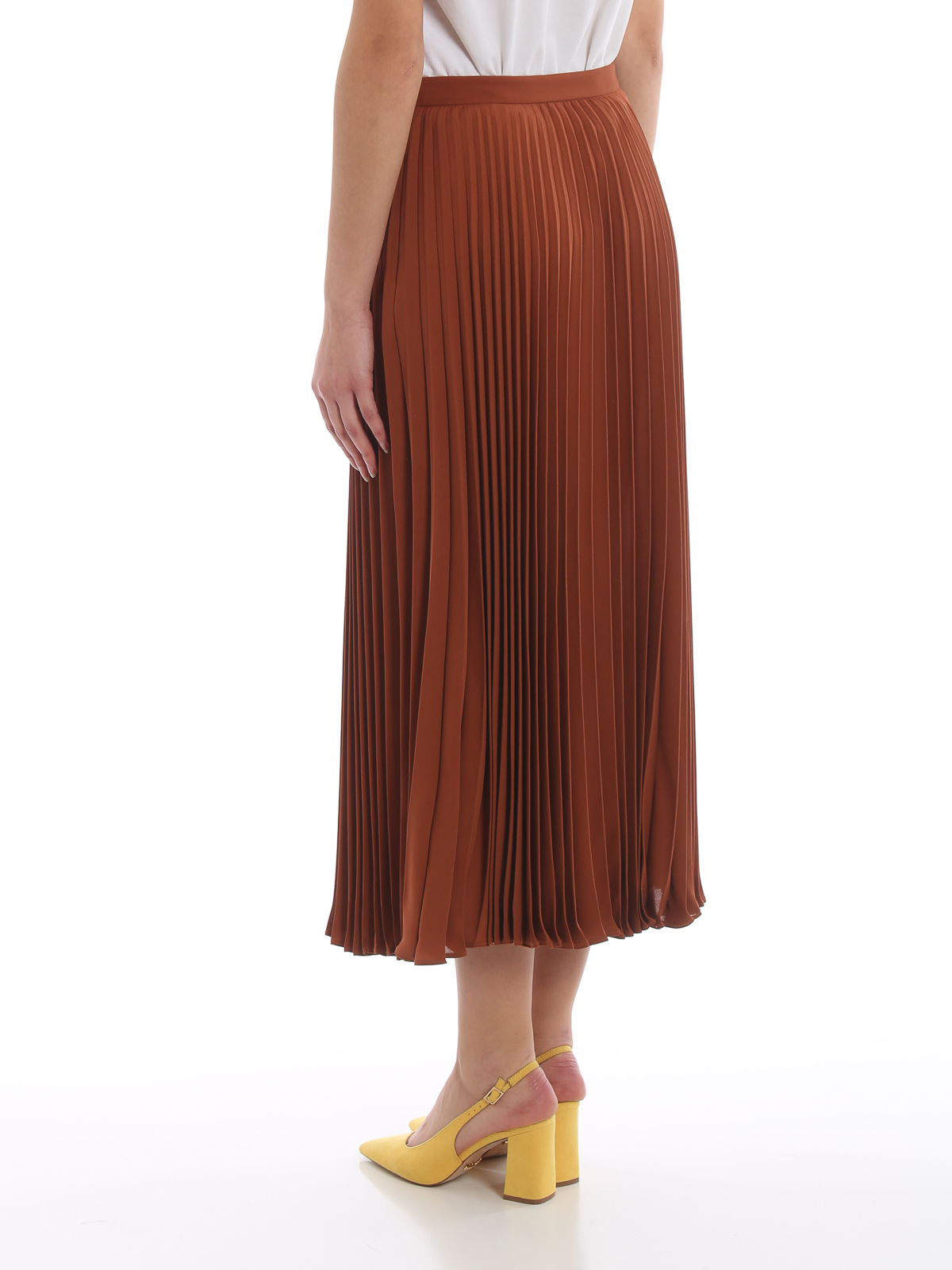 Knee length skirts & Midi Valentino - Silk twill pleated midi skirt ...