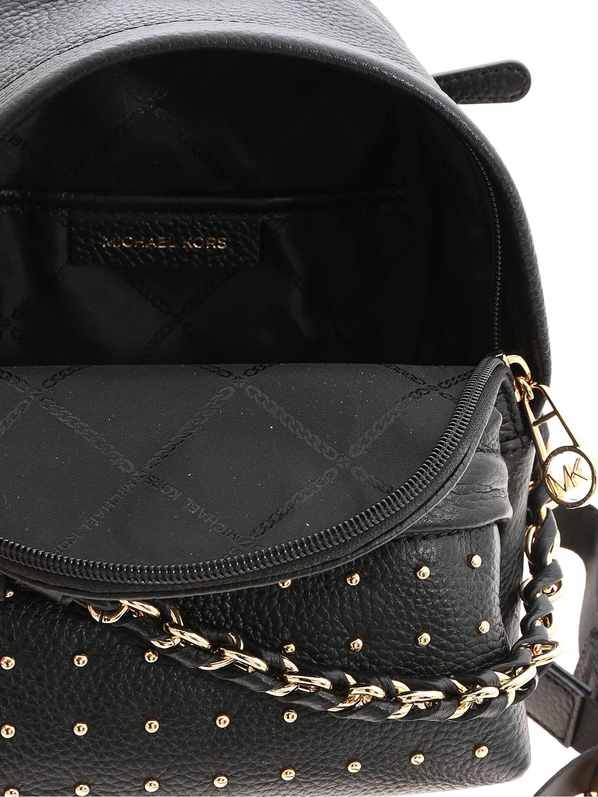 michael kors black backpack with gold studs